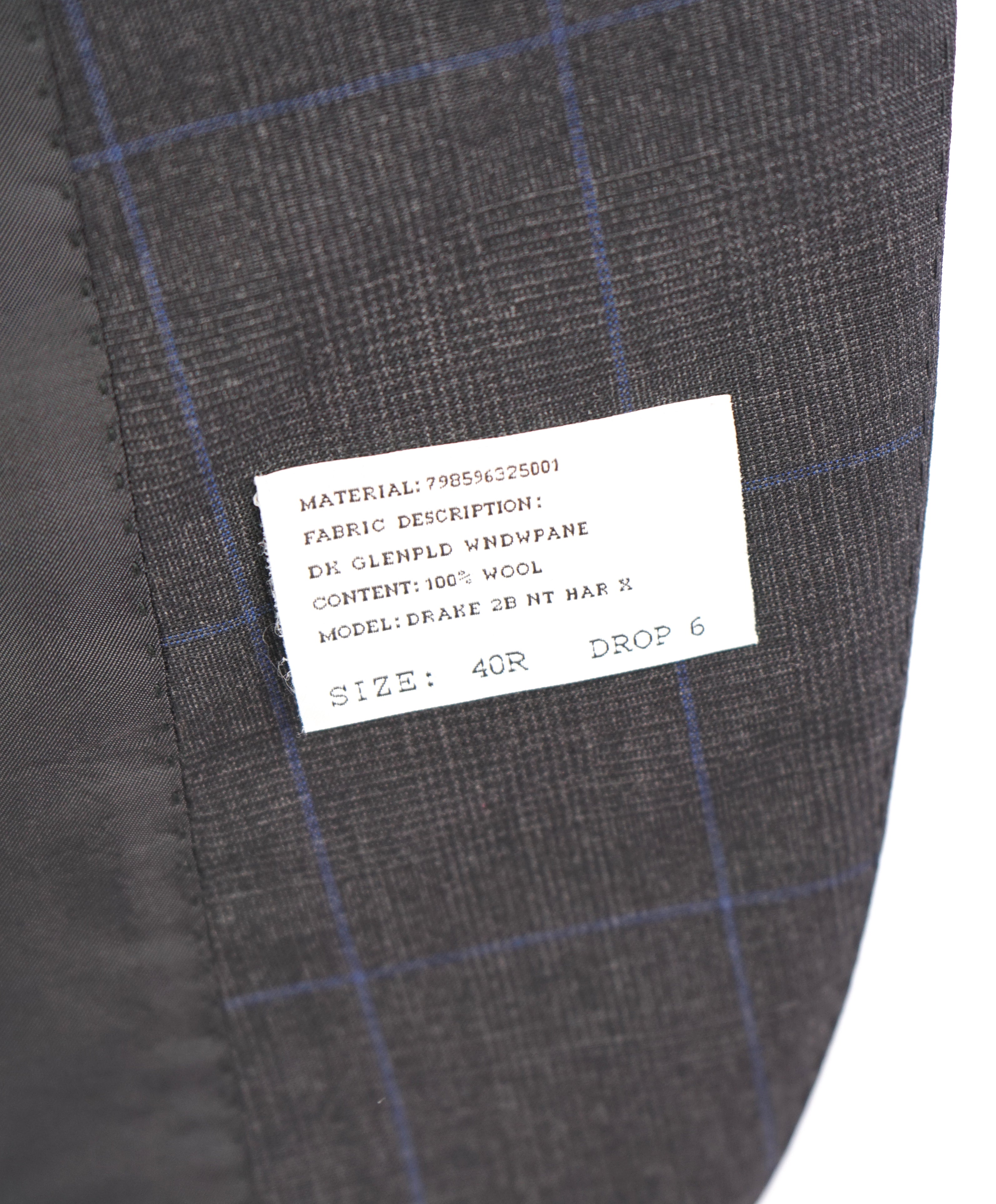 RALPH LAUREN PURPLE LABEL - Gray & Blue Plaid Windowpane “Drake” Suit - 40R