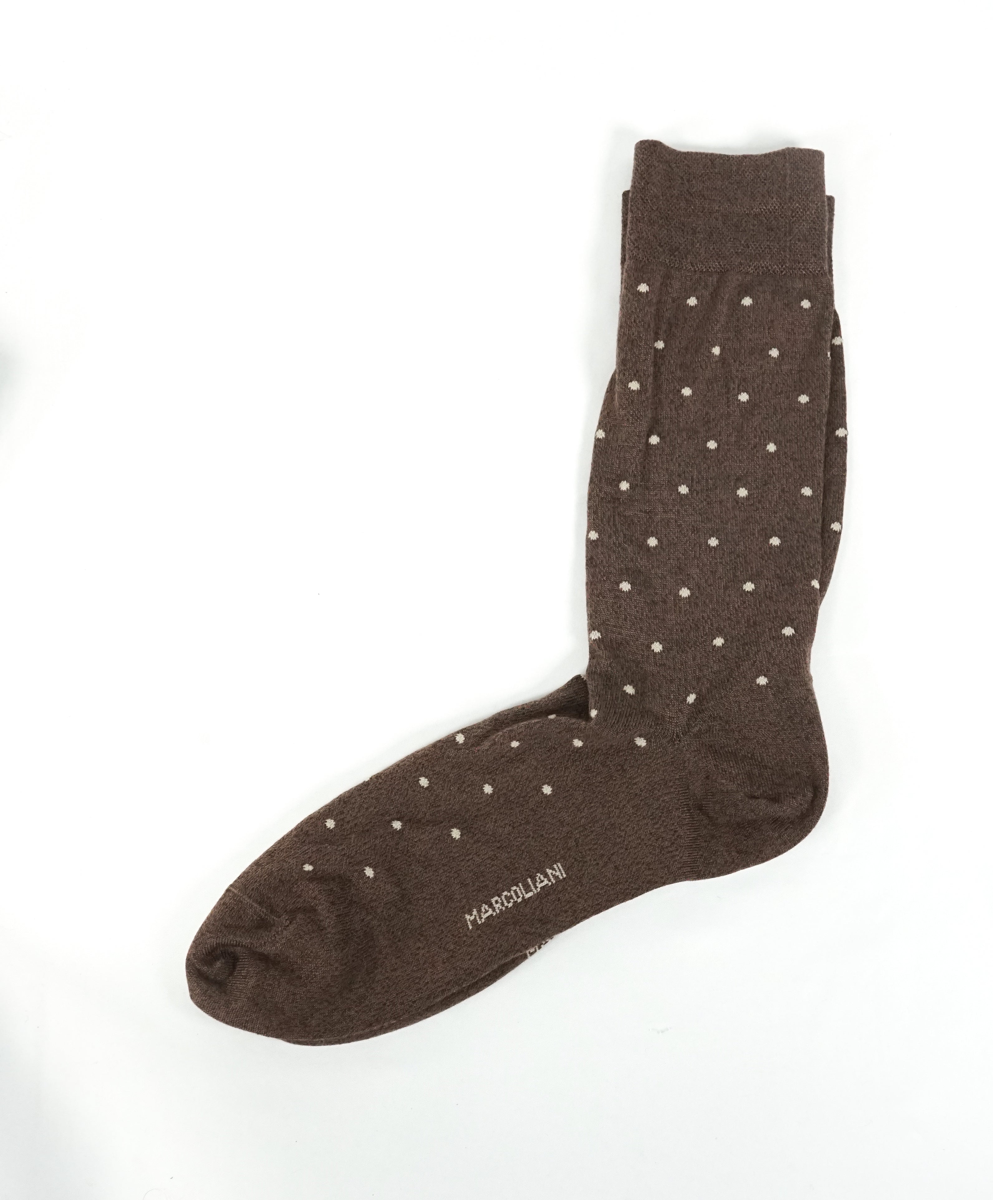 MARCOLIANI - Brown & Ivory Polka Dot Cotton Socks - N/A