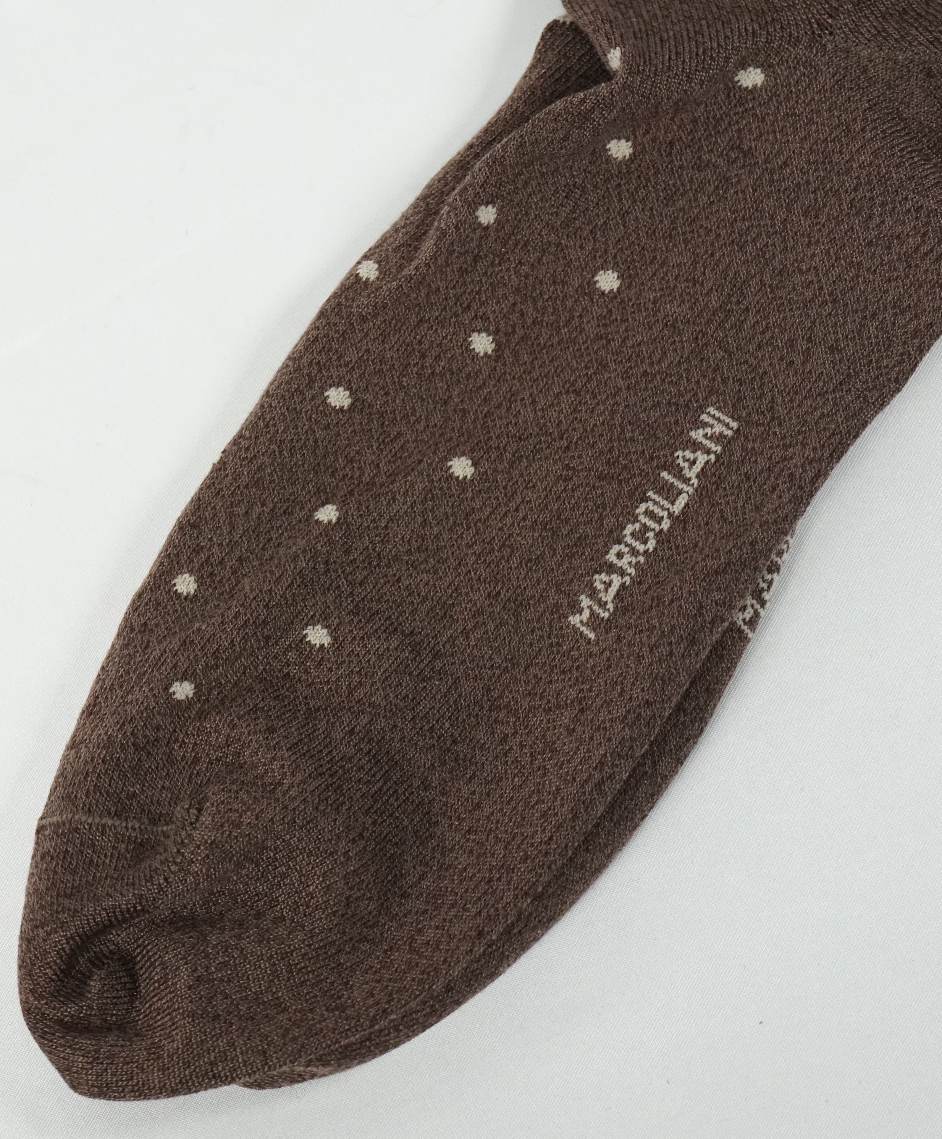 MARCOLIANI - Brown & Ivory Polka Dot Cotton Socks - N/A