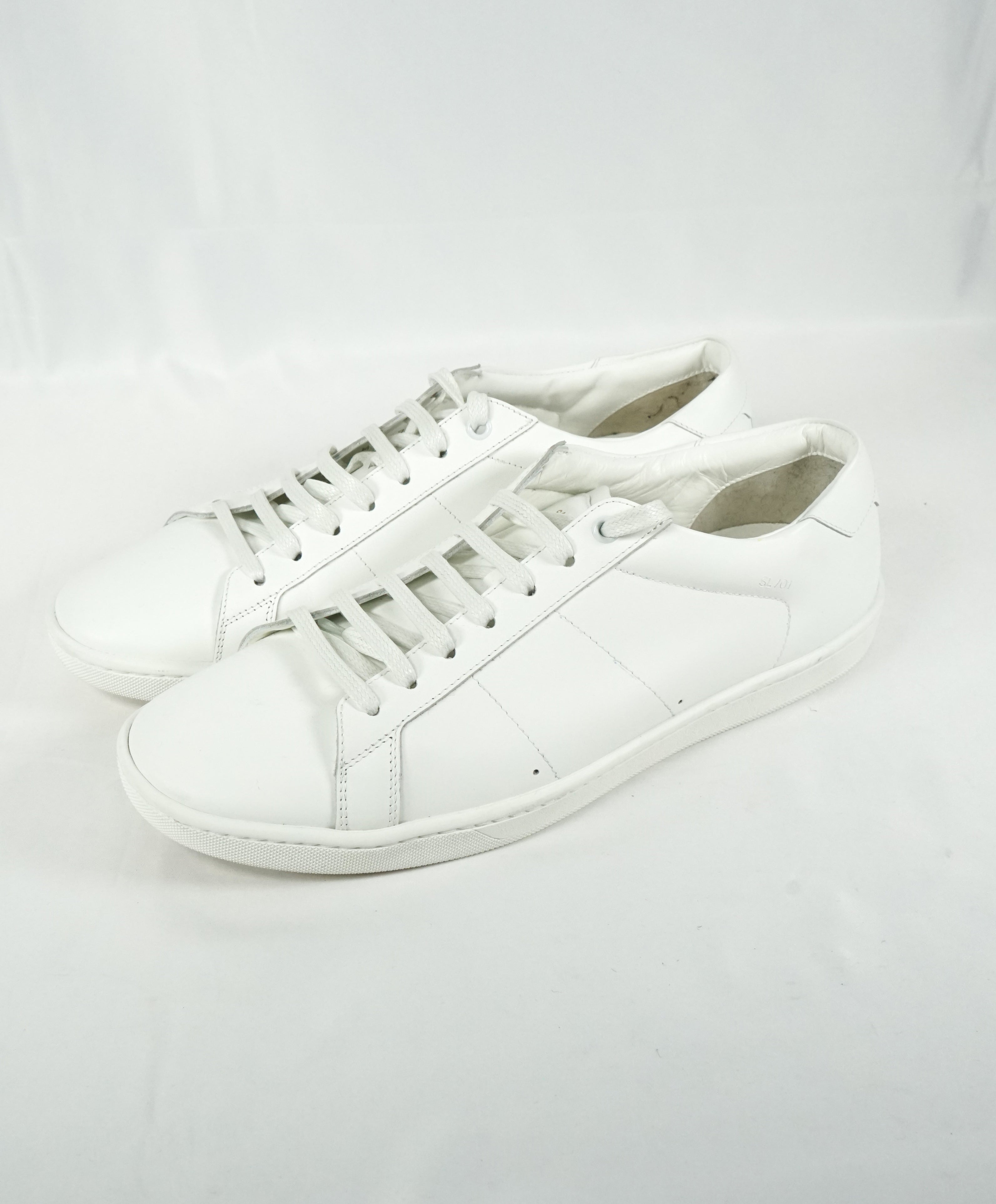 SAINT LAURENT - SL/01 Court Sneakers In Off White Leather Gold Logo - 10