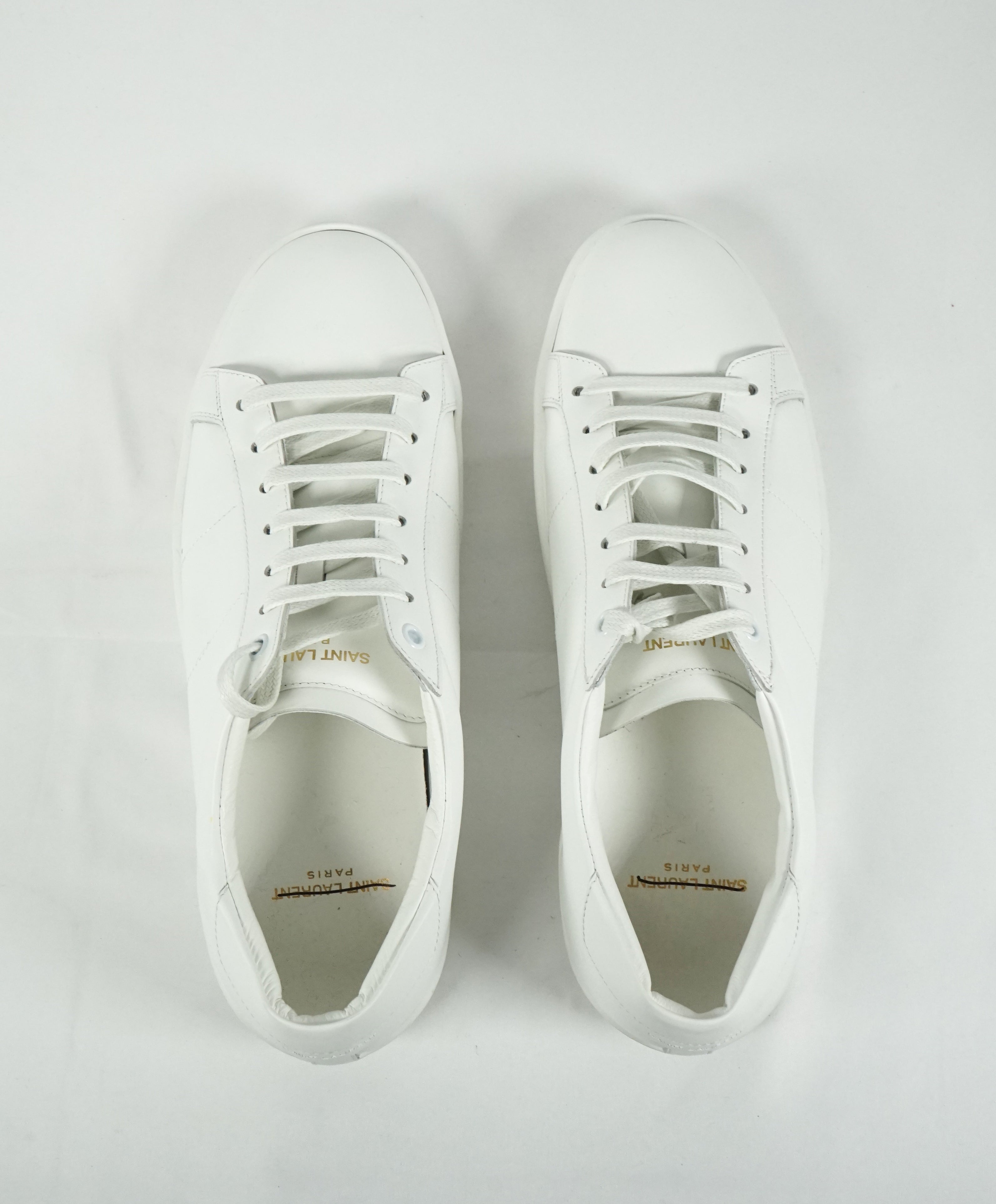 SAINT LAURENT - SL/01 Court Sneakers In Off White Leather Gold Logo - 10