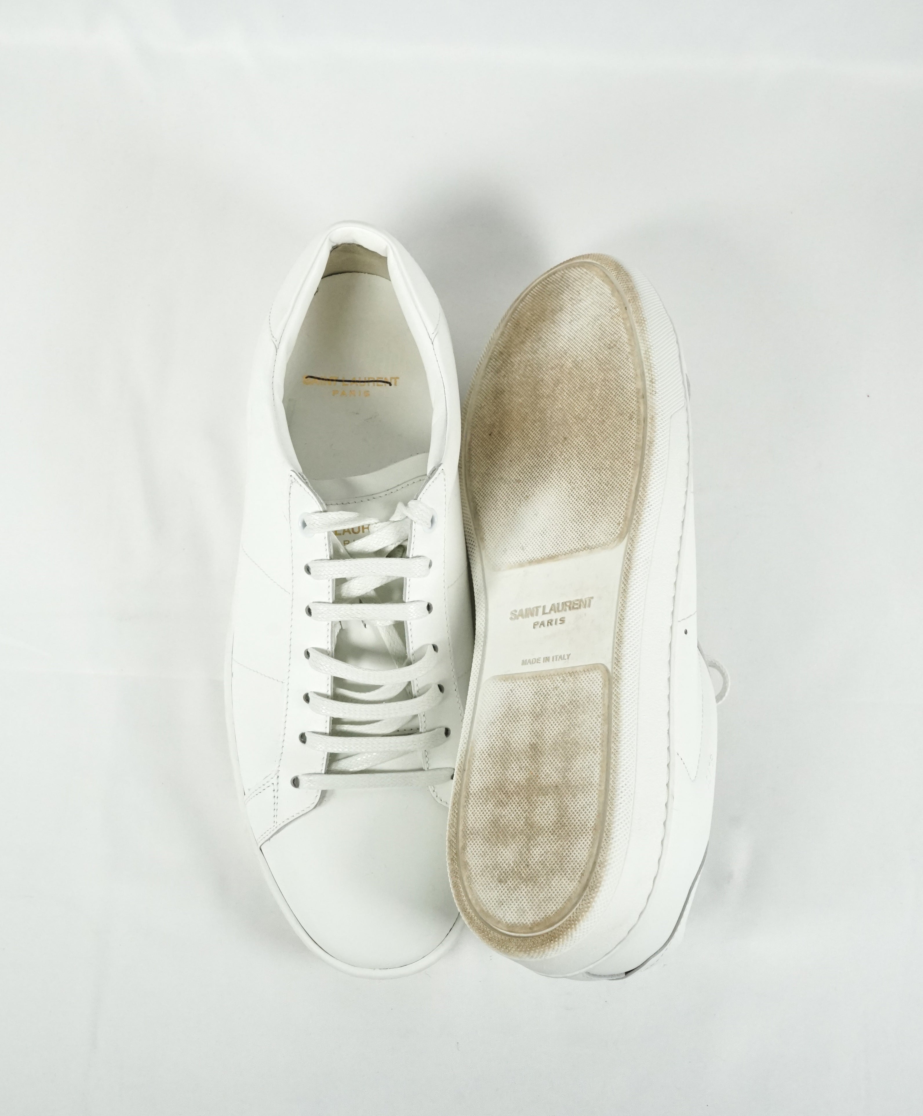 SAINT LAURENT - SL/01 Court Sneakers In Off White Leather Gold Logo - 10