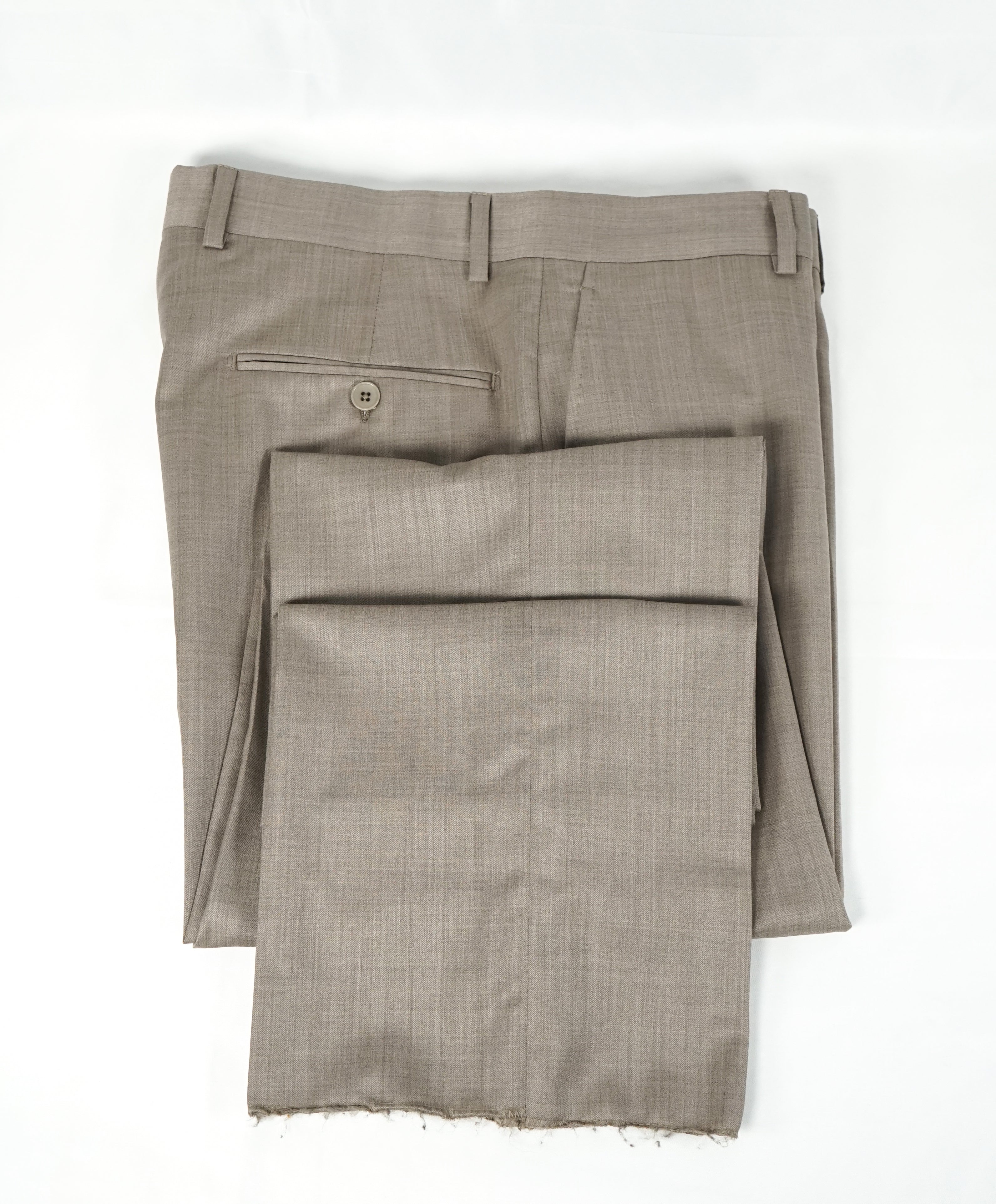 SAKS FIFTH AVE - Beige Wool & Silk MADE IN ITALY Flat Front Dress Pants - 34W