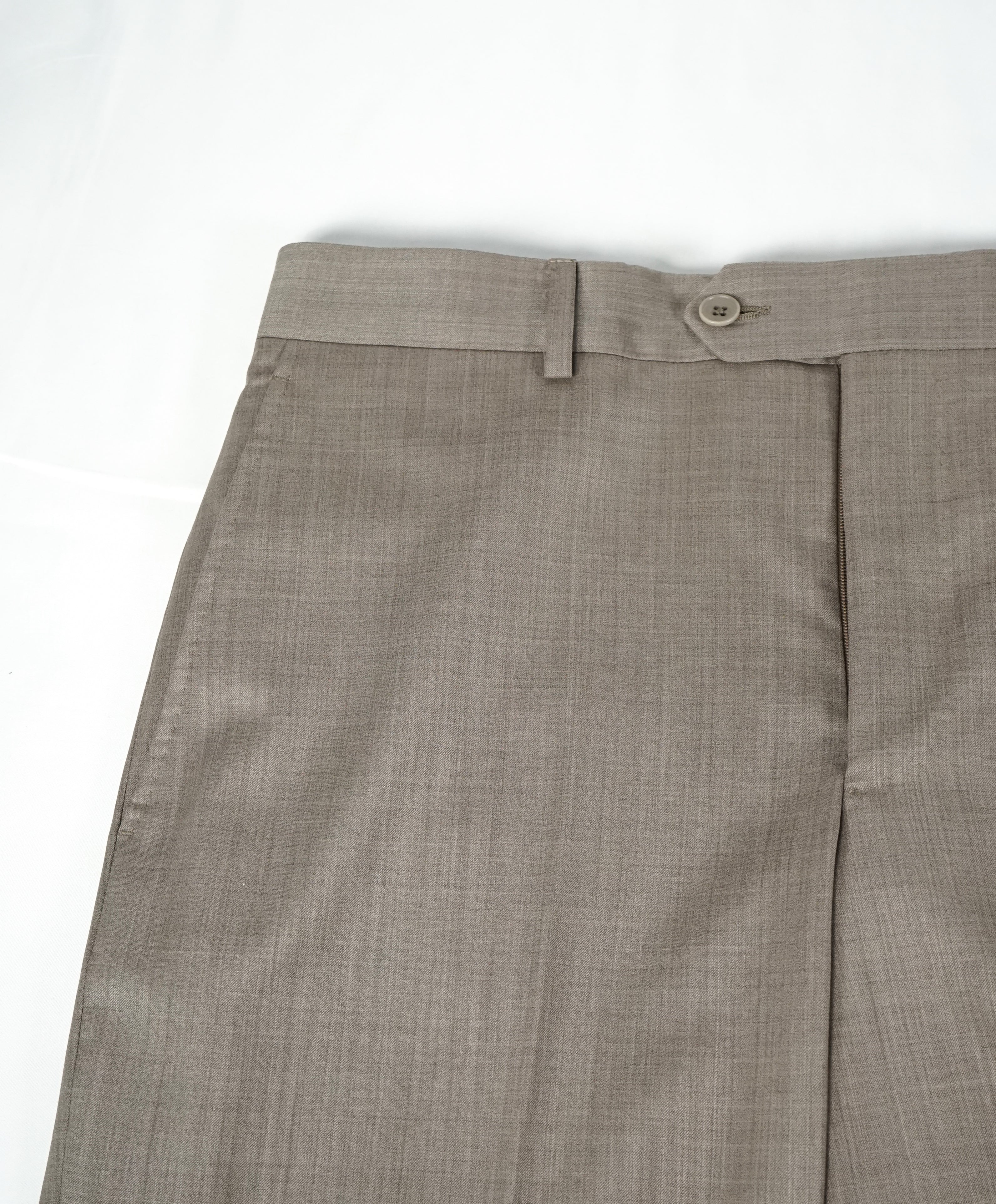 SAKS FIFTH AVE - Beige Wool & Silk MADE IN ITALY Flat Front Dress Pants - 34W