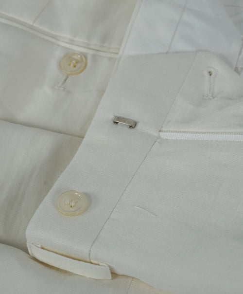 SAKS FIFTH AVE by SAMUELSOHN-  Linen & Silk Ivory Flat Front Pants - 40W