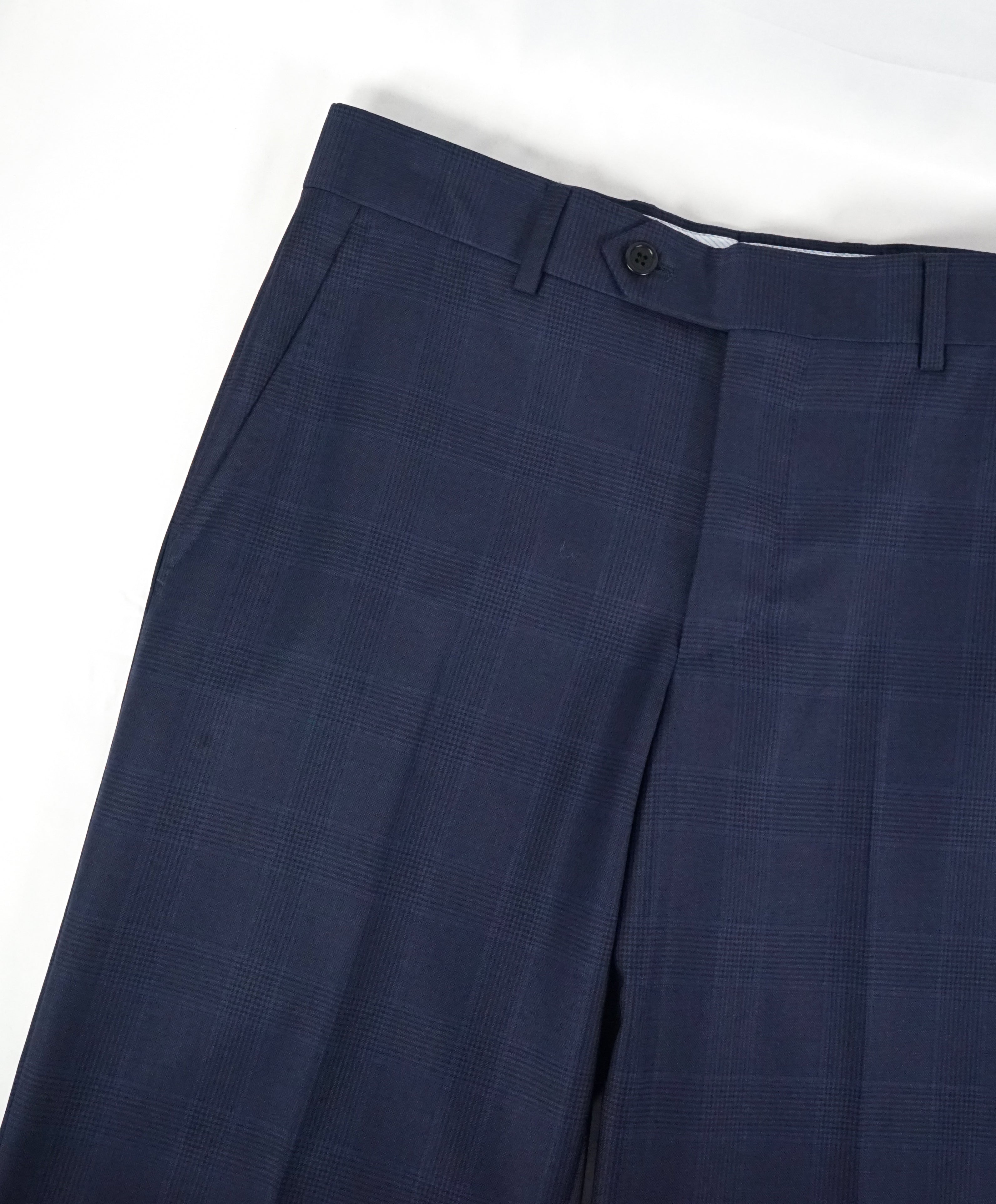 SAKS FIFTH AVE - Bold Blue Plaid Flat Front Dress Pants - 30W