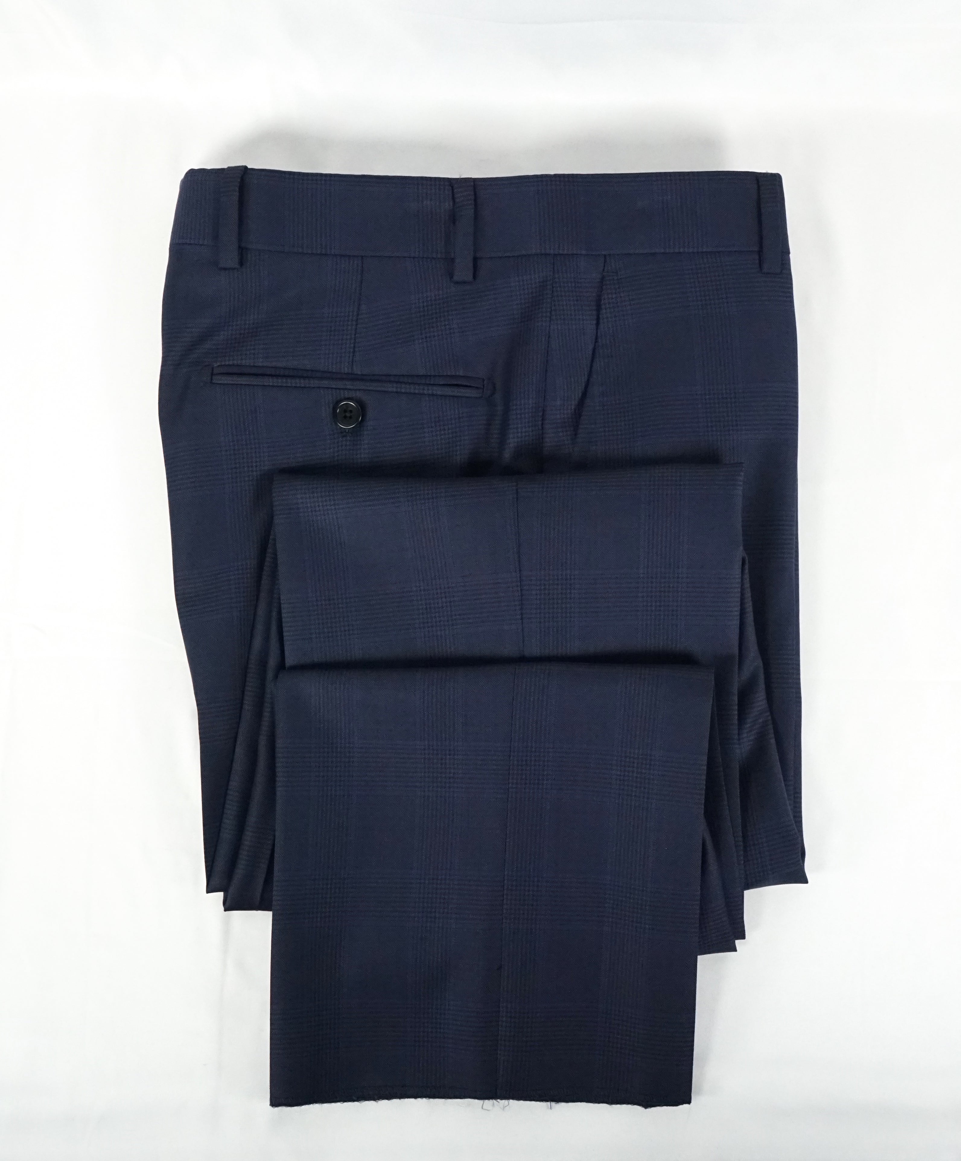 SAKS FIFTH AVE - Bold Blue Plaid Flat Front Dress Pants - 30W