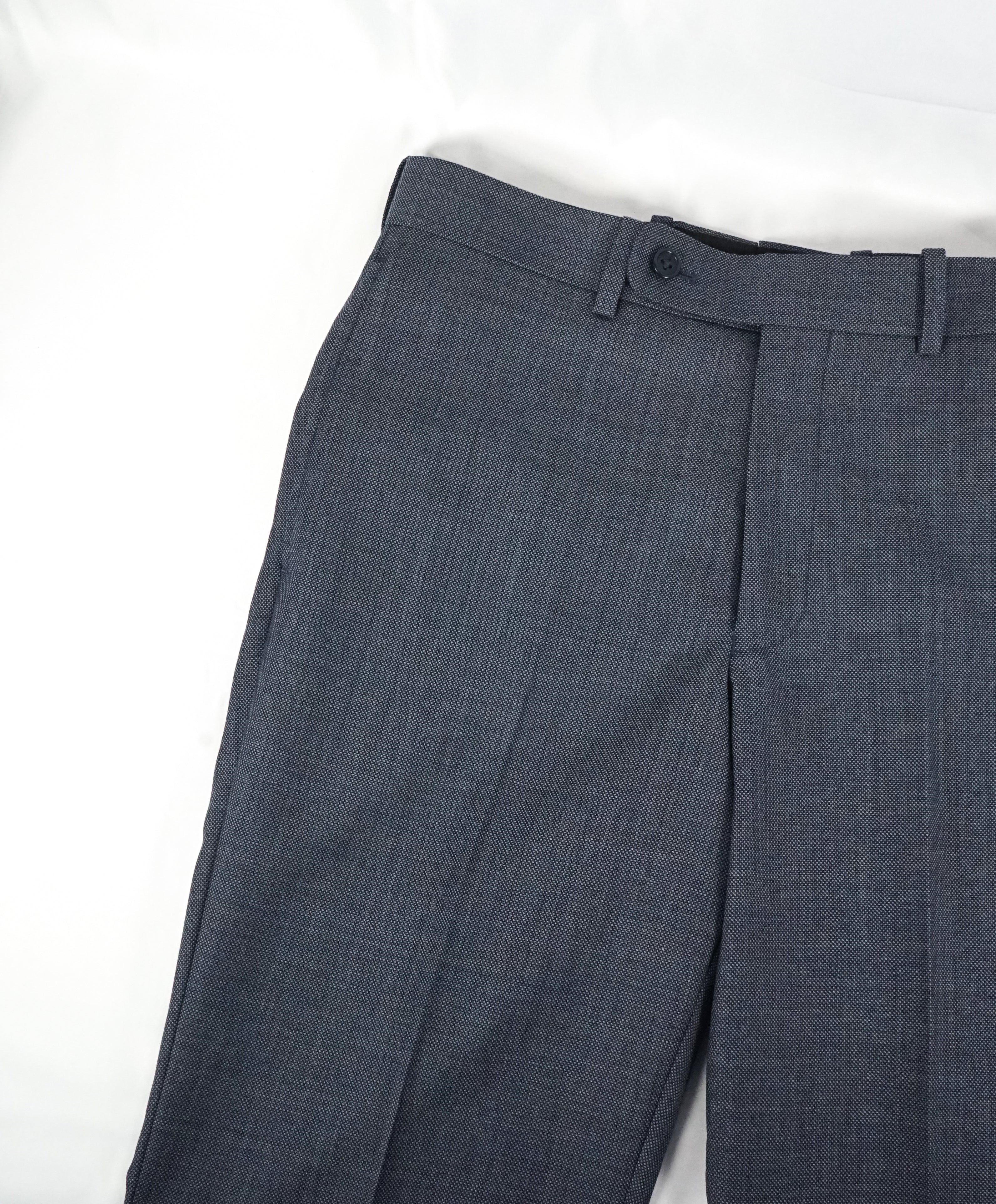 SAKS FIFTH AVE - Bold Blue Birdseye Flat Front Dress Pants - 30W