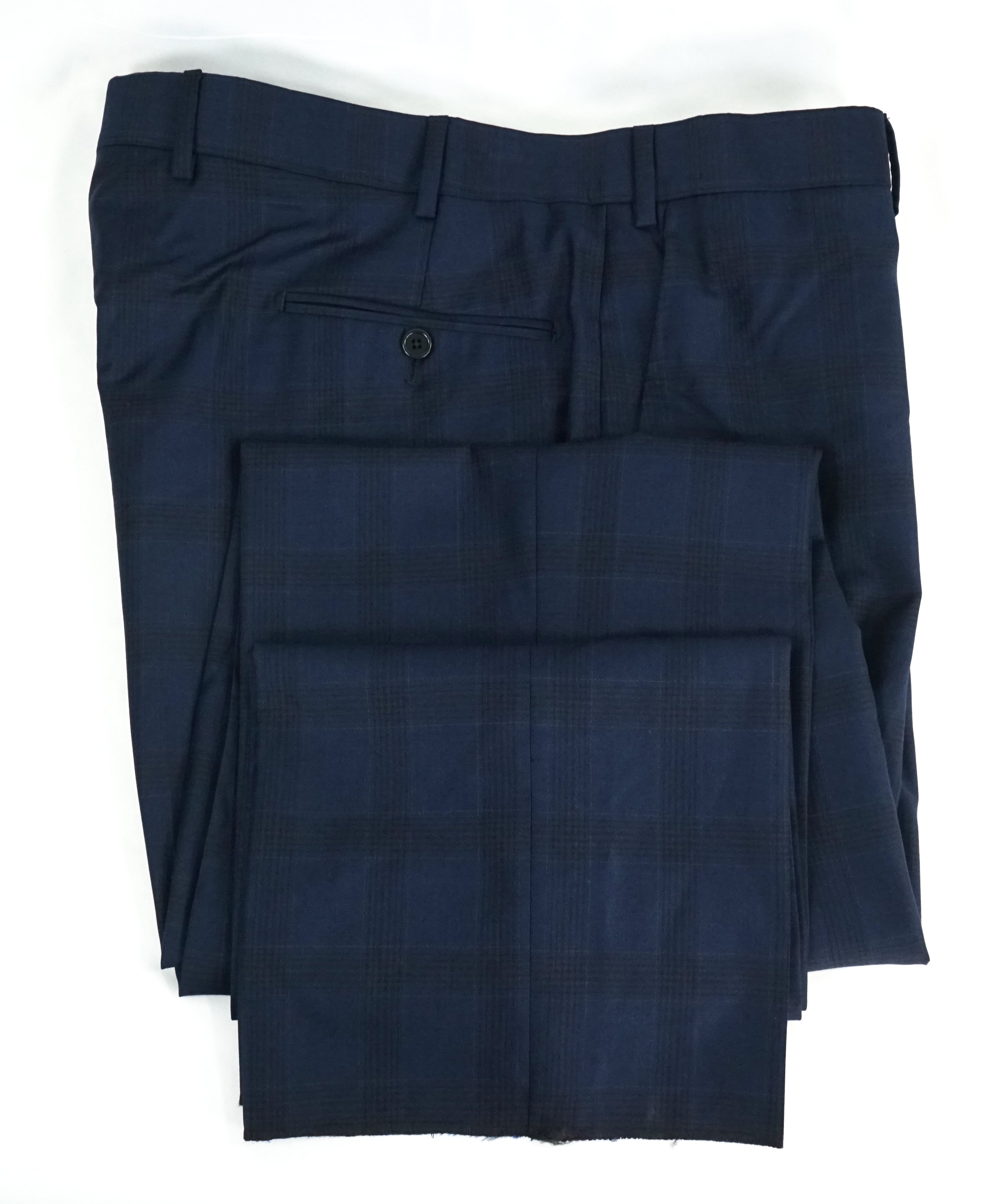 SAKS FIFTH AVE -Made in ITALY Bold Blue Plaid Flat Front Dress Pants- 40W