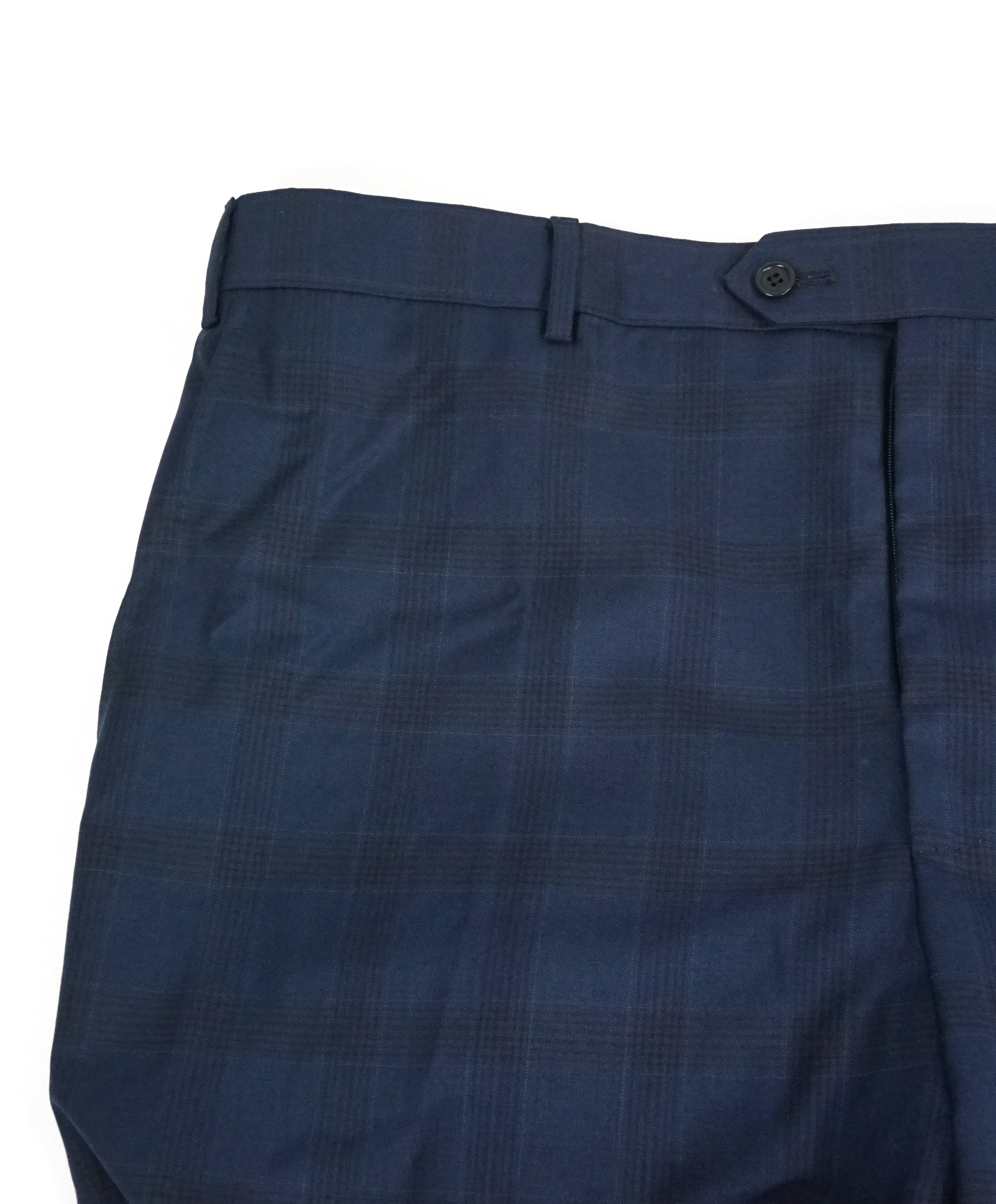 SAKS FIFTH AVE -Made in ITALY Bold Blue Plaid Flat Front Dress Pants- 40W