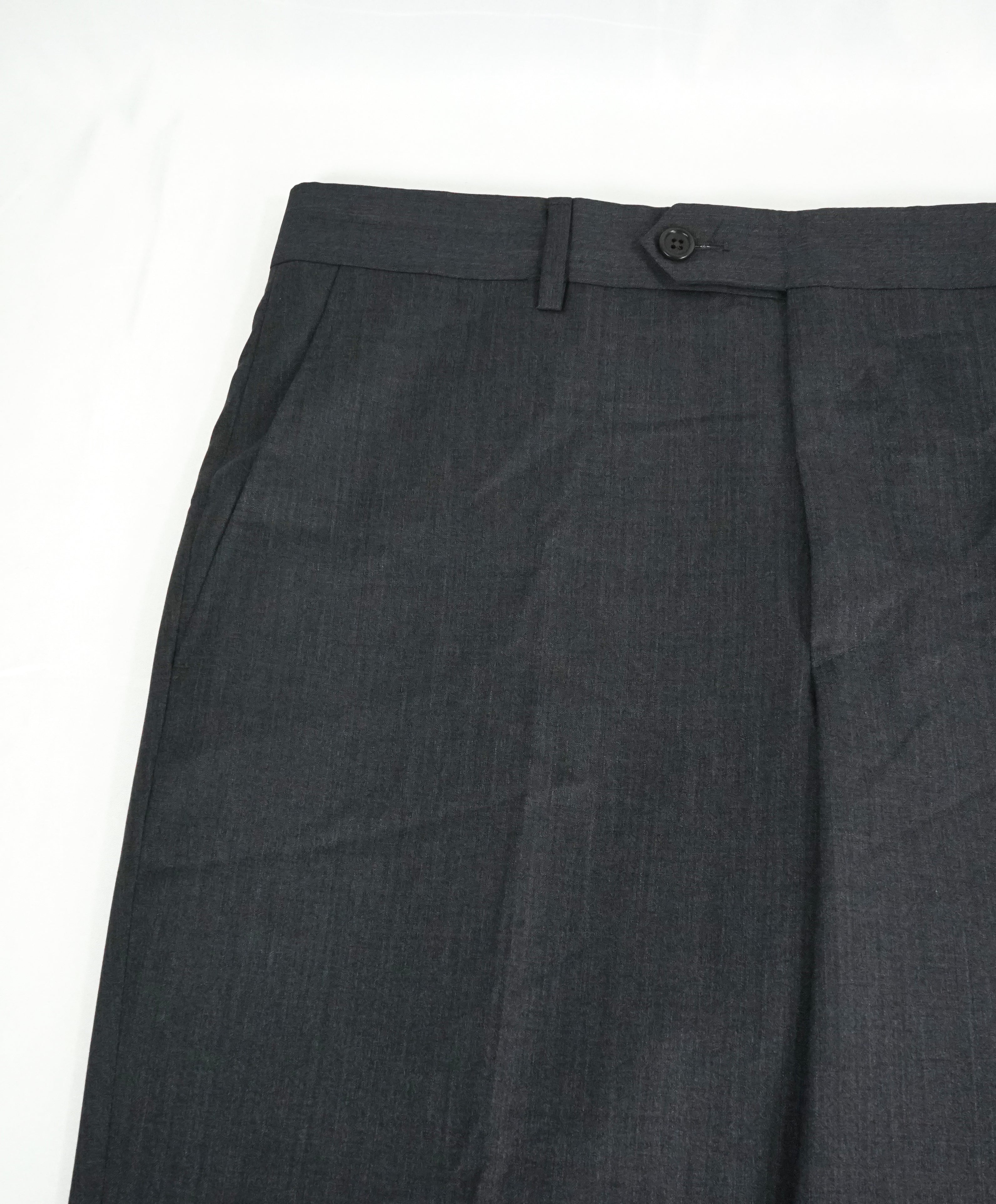 SAKS FIFTH AVE -Charcoal Wool & Silk MADE IN ITALY Flat Front Dress Pants -  38W