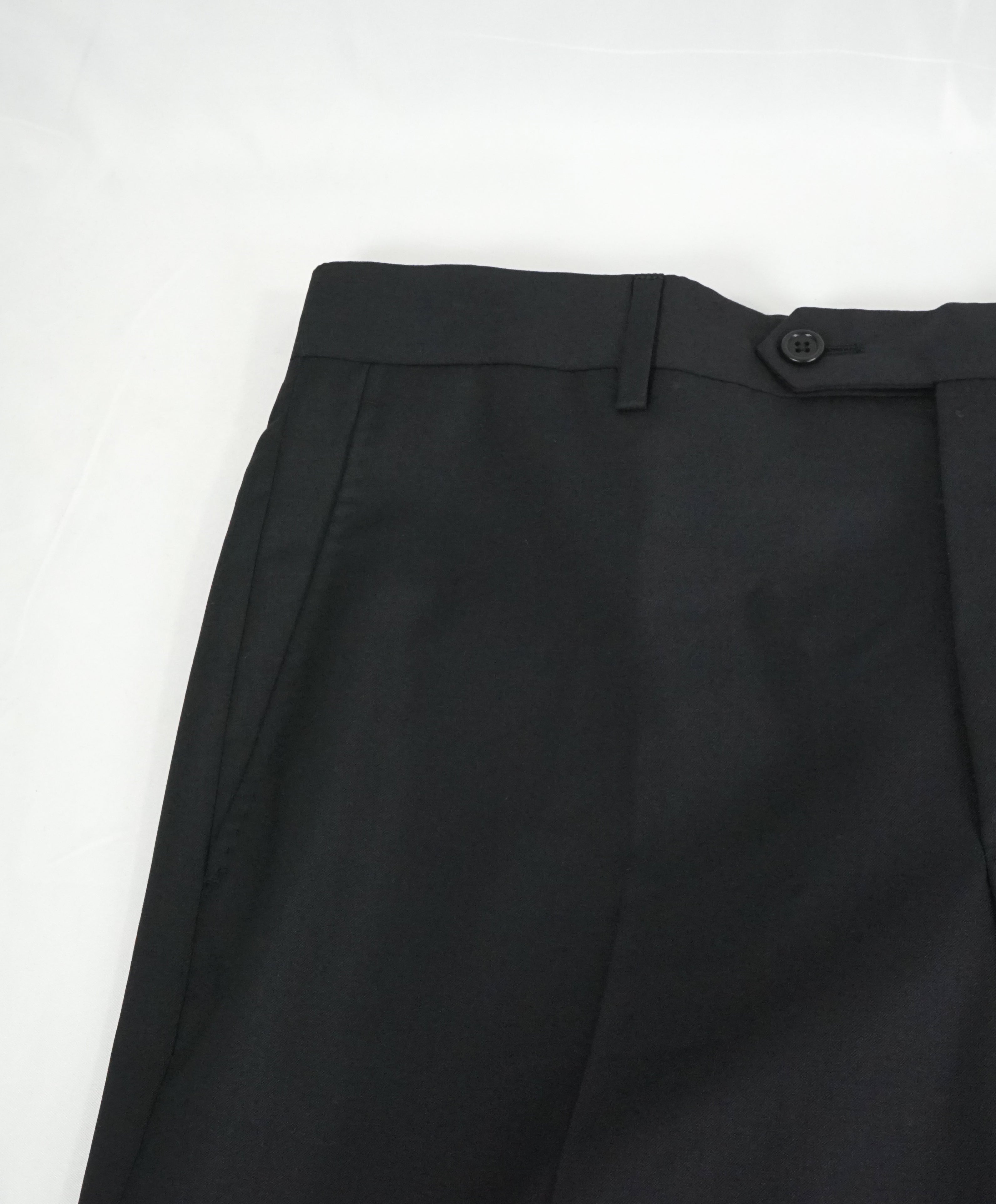 SAKS FIFTH AVE -Black Wool & Silk MADE IN ITALY Flat Front Dress Pants-  34W