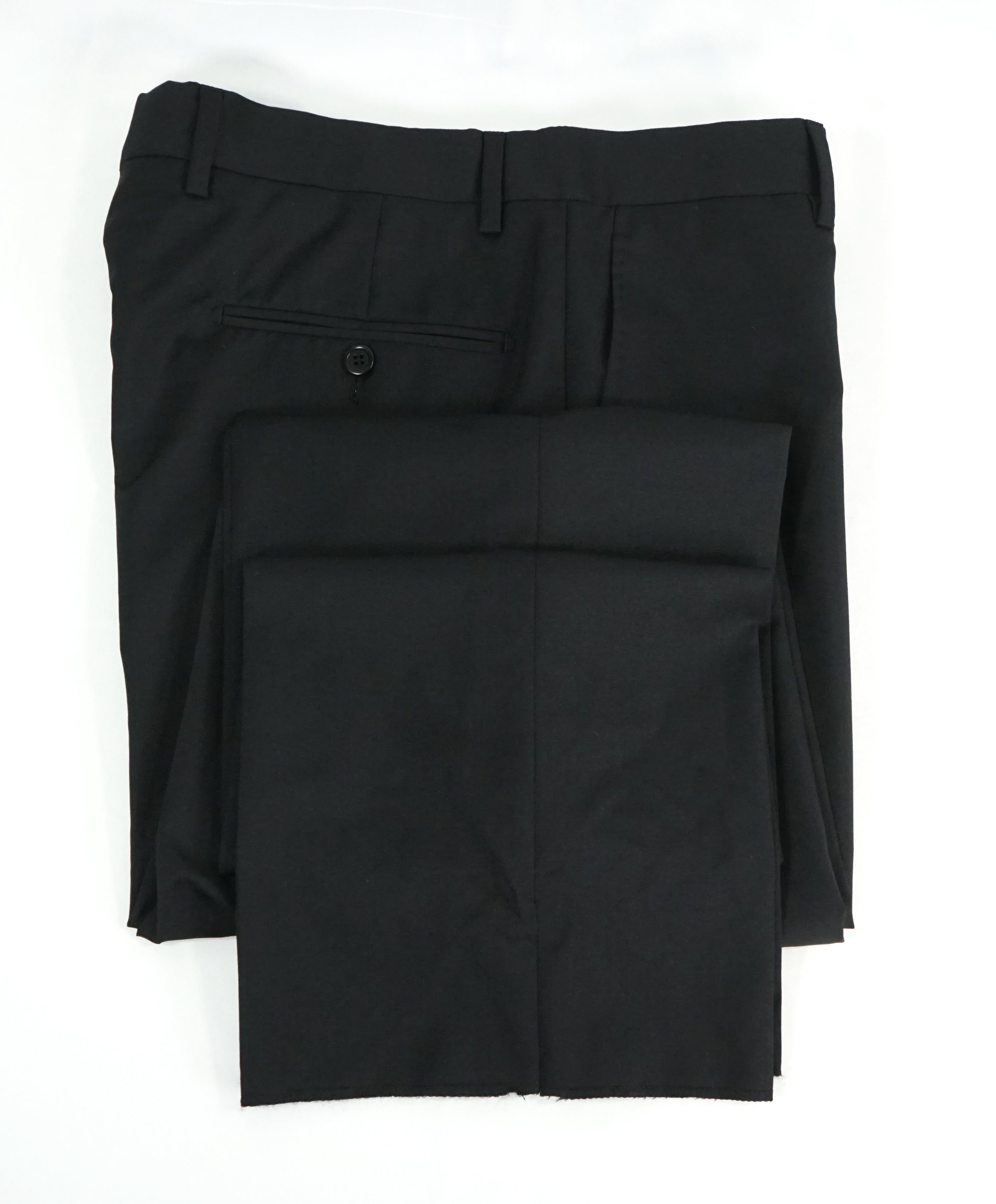 SAKS FIFTH AVE -Black Wool & Silk MADE IN ITALY Flat Front Dress Pants-  34W