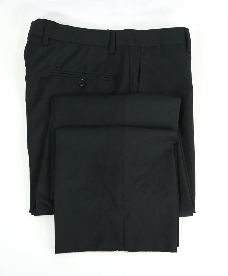 SAKS FIFTH AVE -Black Wool & Silk MADE IN ITALY Flat Front Dress Pants-  32W