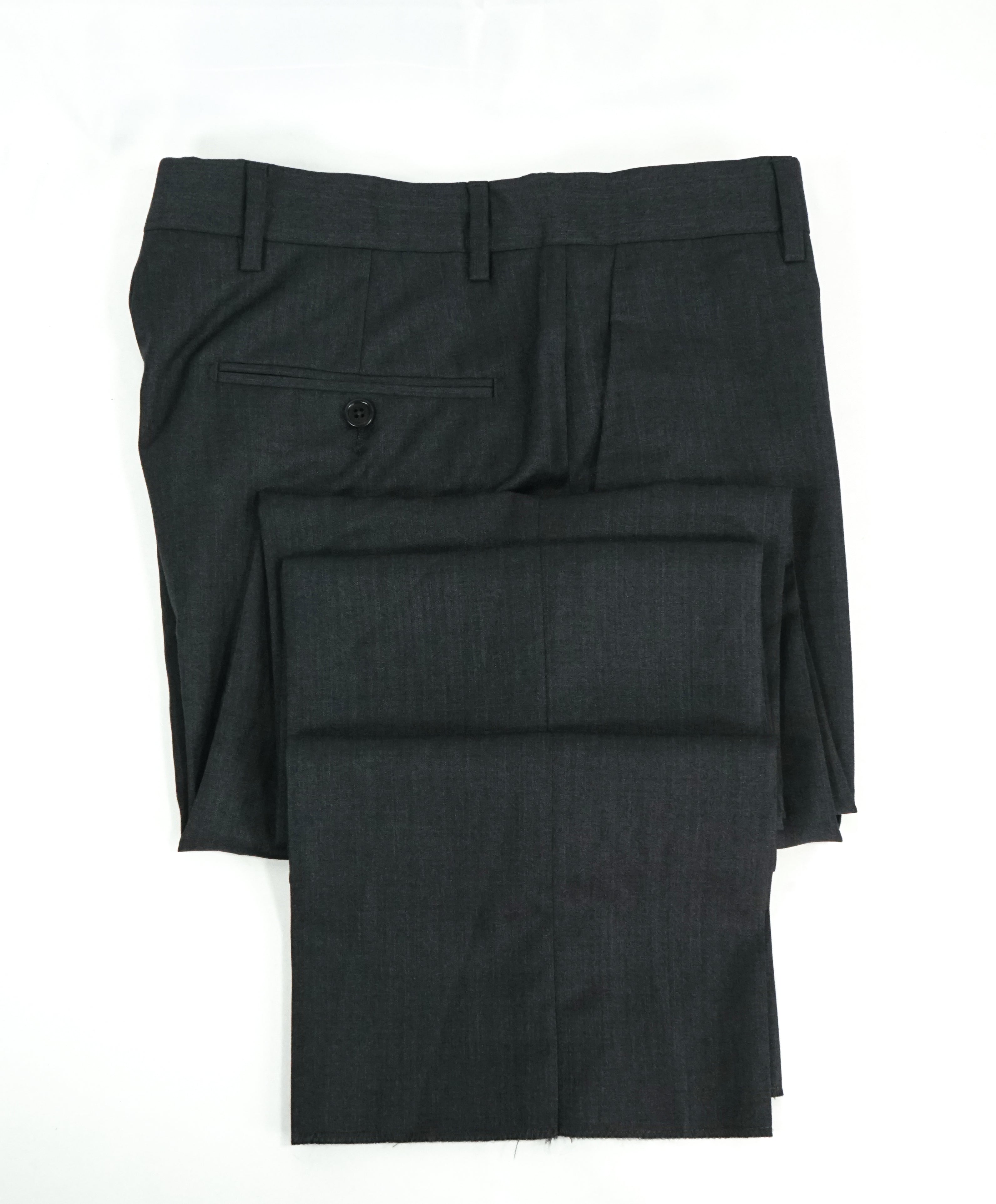 SAKS FIFTH AVE - Charcoal Wool & Silk MADE IN ITALY Flat Front Dress Pants - 30W