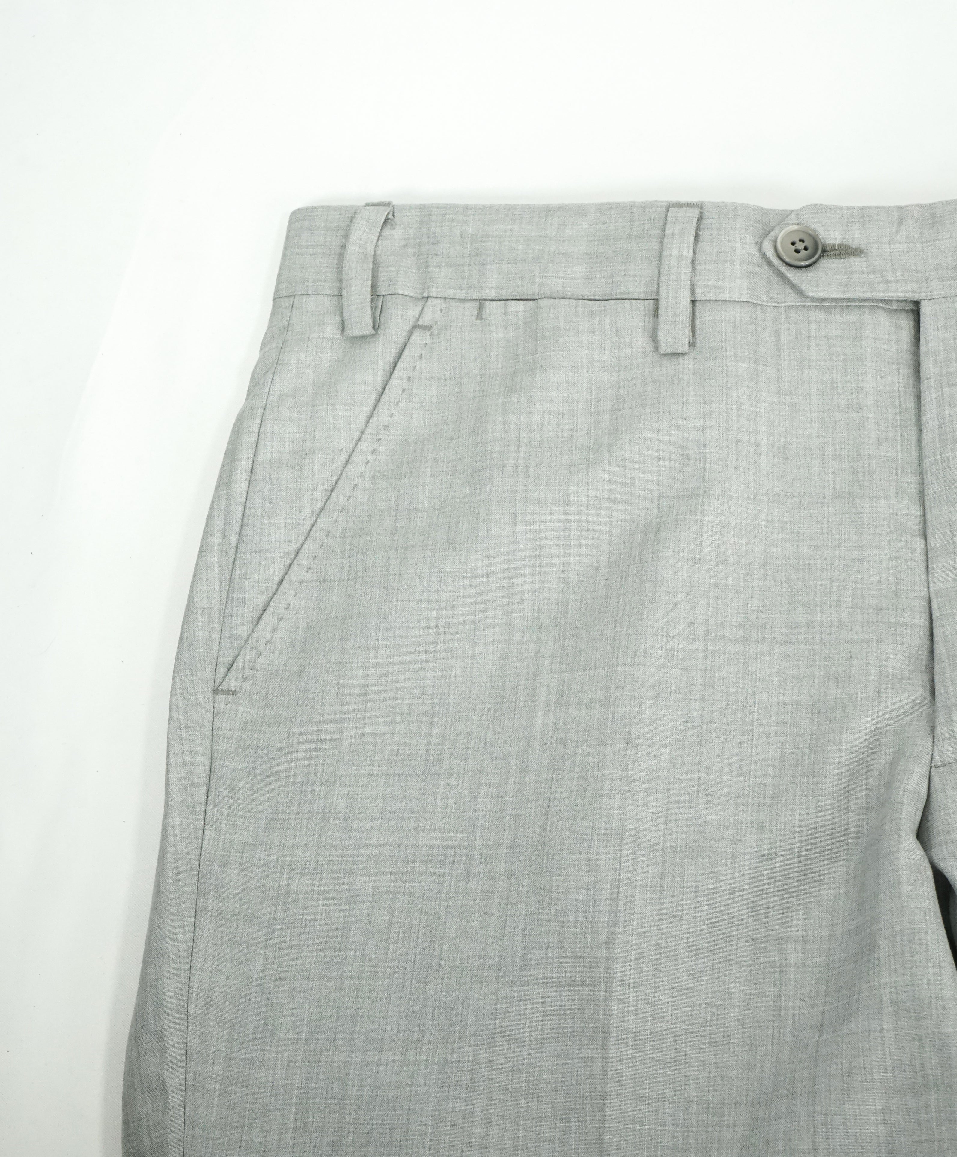 SAKS FIFTH AVE - Light Gray 100% SILK Made In Italy Flat Front Dress Pants - 32W