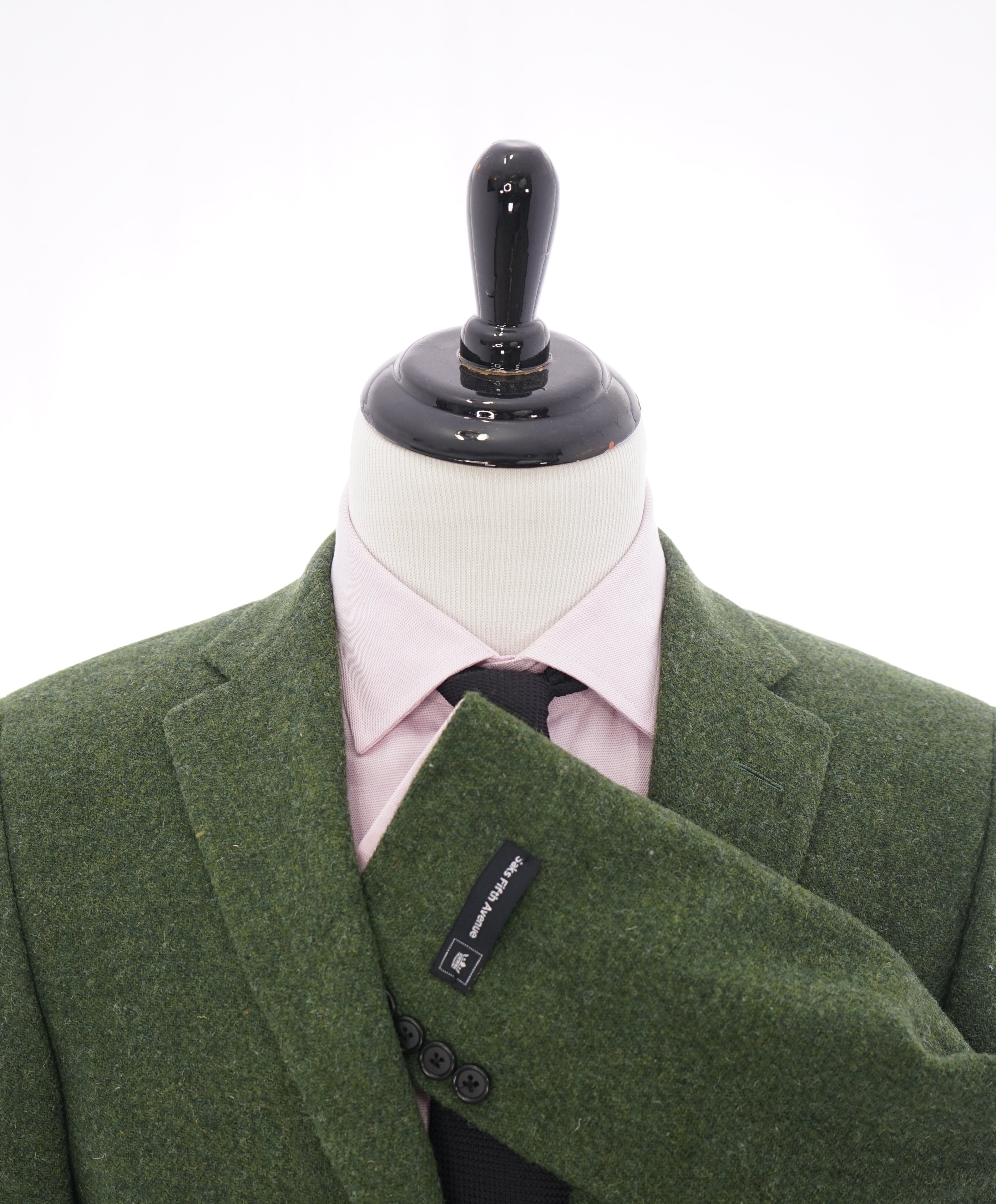 SAKS 5TH AVE BY HICKEY FREEMAN - Green Flannel Wool Blazer -  42R