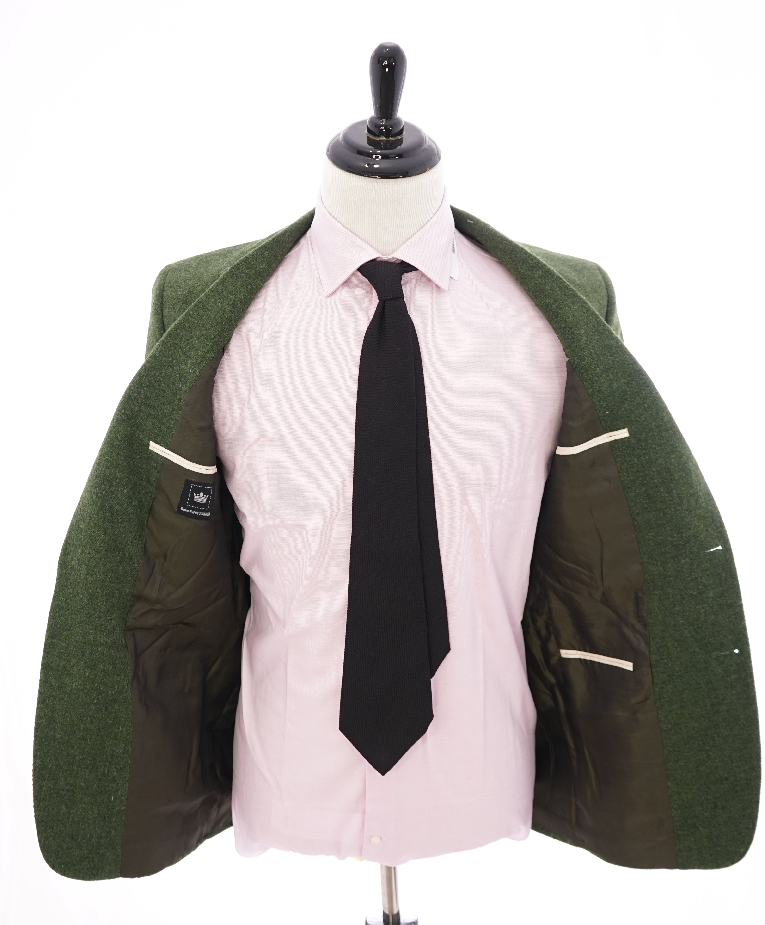 SAKS 5TH AVE BY HICKEY FREEMAN - Green Flannel Wool Blazer -  44L