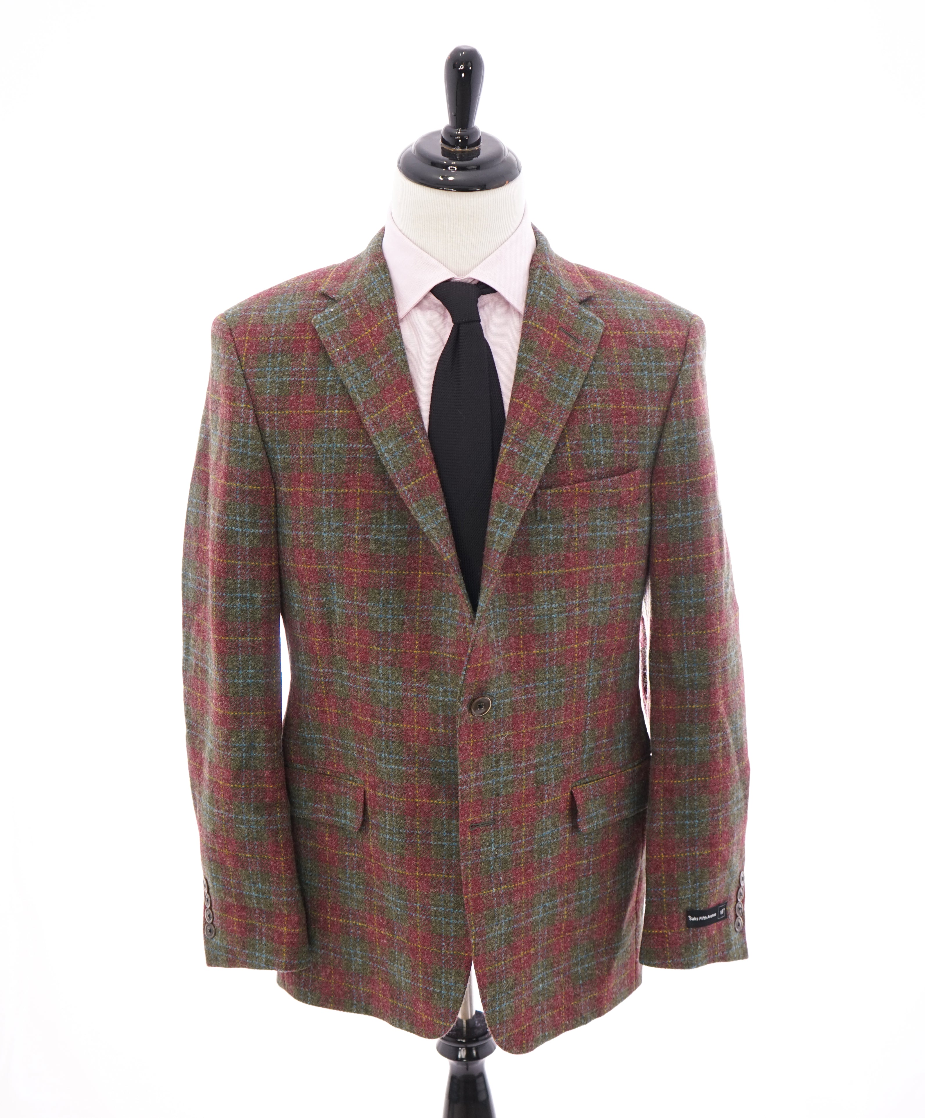 SAKS 5TH AVE BY HICKEY FREEMAN - Madras Multi-Color Plaid Flannel Blazer - 42R