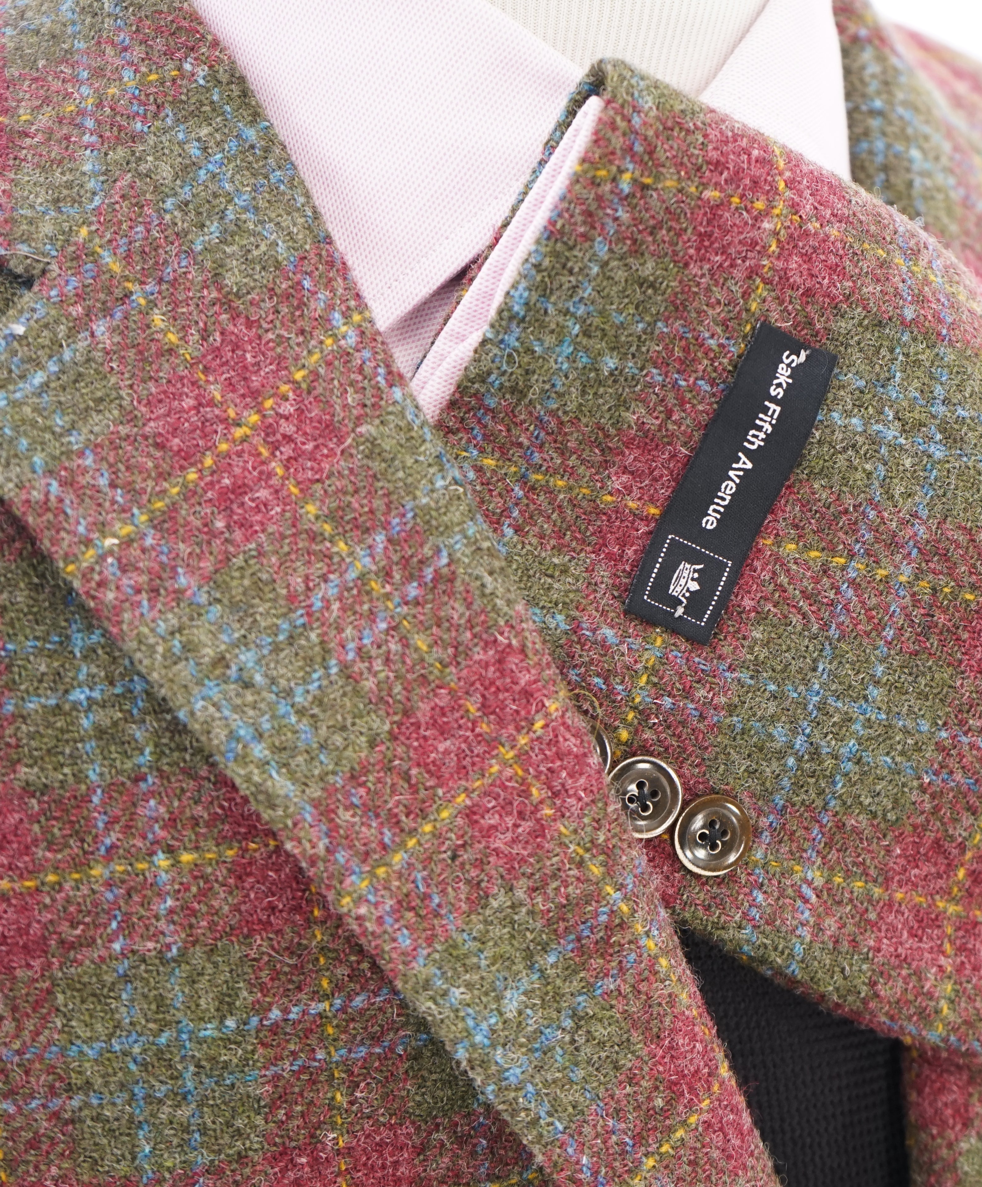 SAKS 5TH AVE BY HICKEY FREEMAN - Madras Multi-Color Plaid Flannel Blazer - 42R