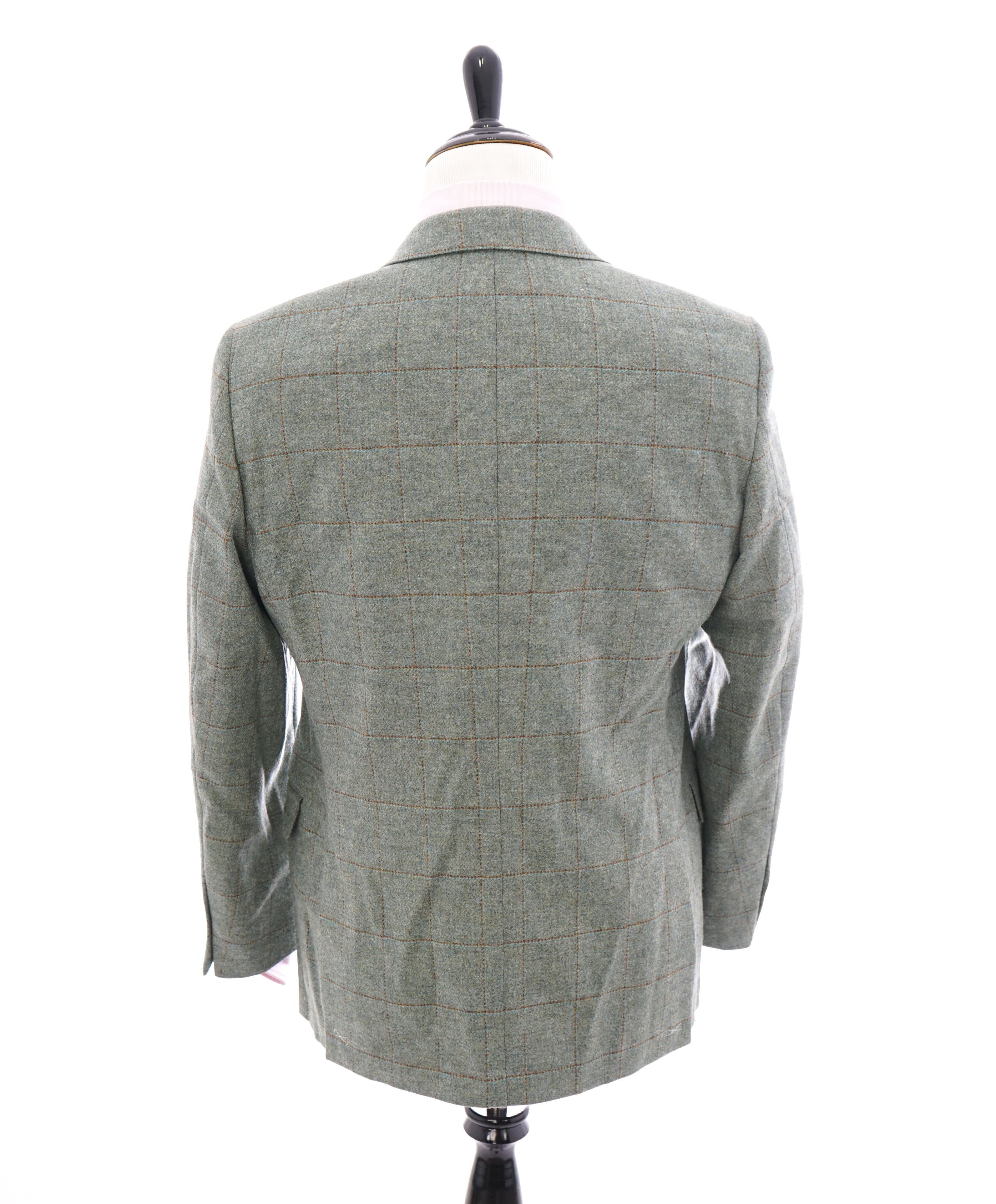 SAKS 5TH AVE BY HICKEY FREEMAN - Mint Green Windowpane Plaid Flannel Blazer - 40R