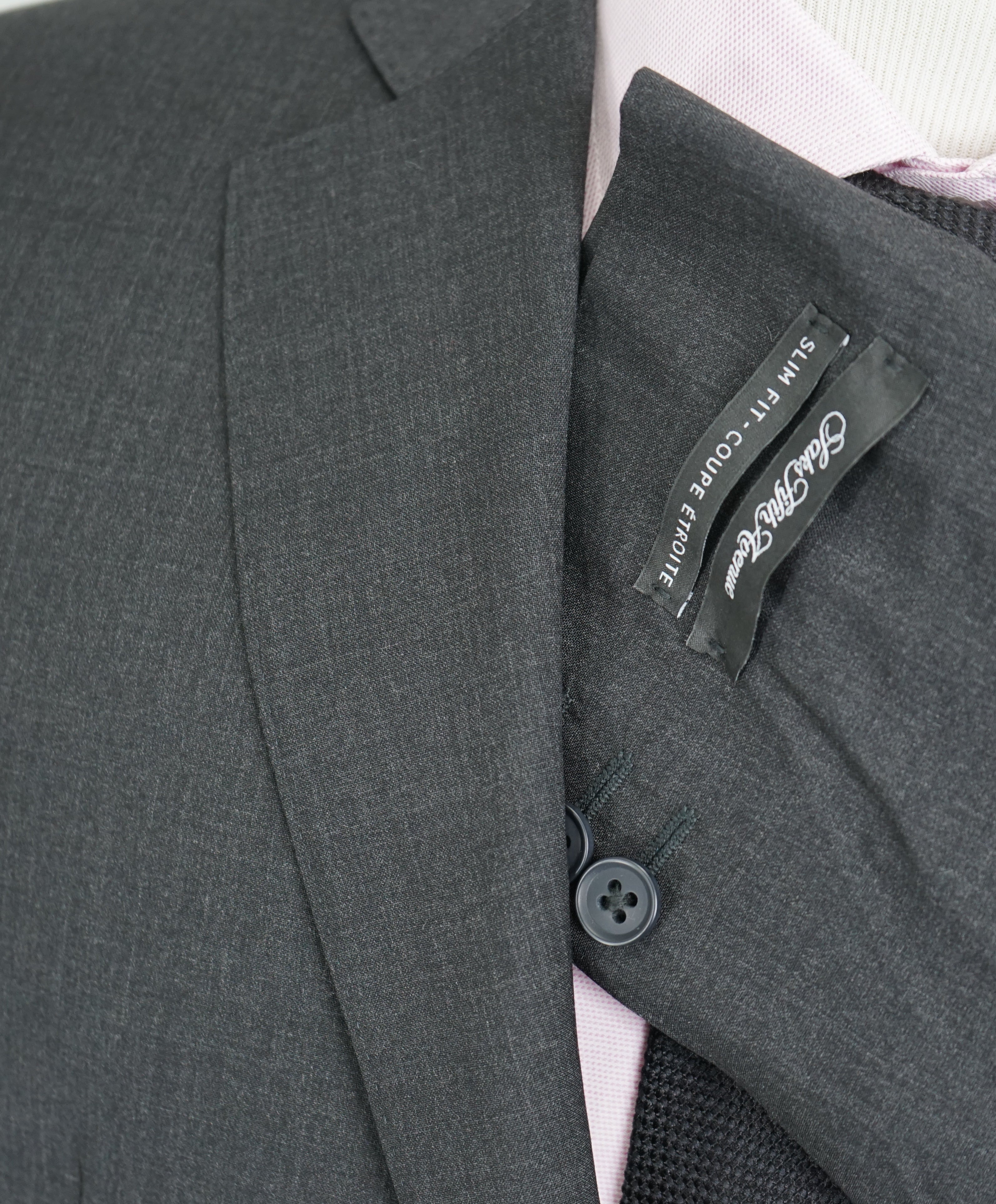 SAKS FIFTH AVENUE - 100% Wool Slim Fit Charcoal Gray Blazer - 40R