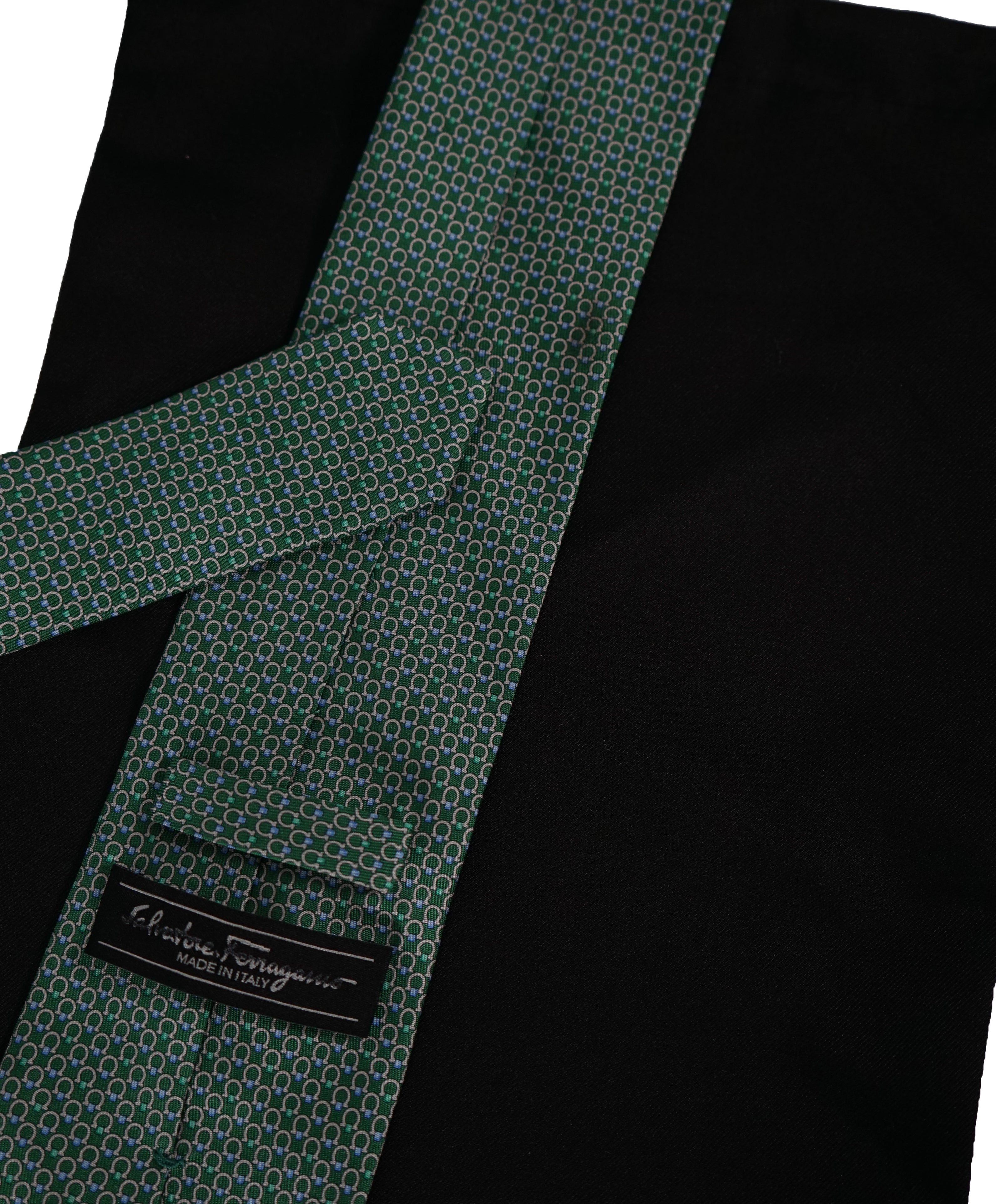 SALVATORE FERRAGAMO - Green Gancini Print Tie  -