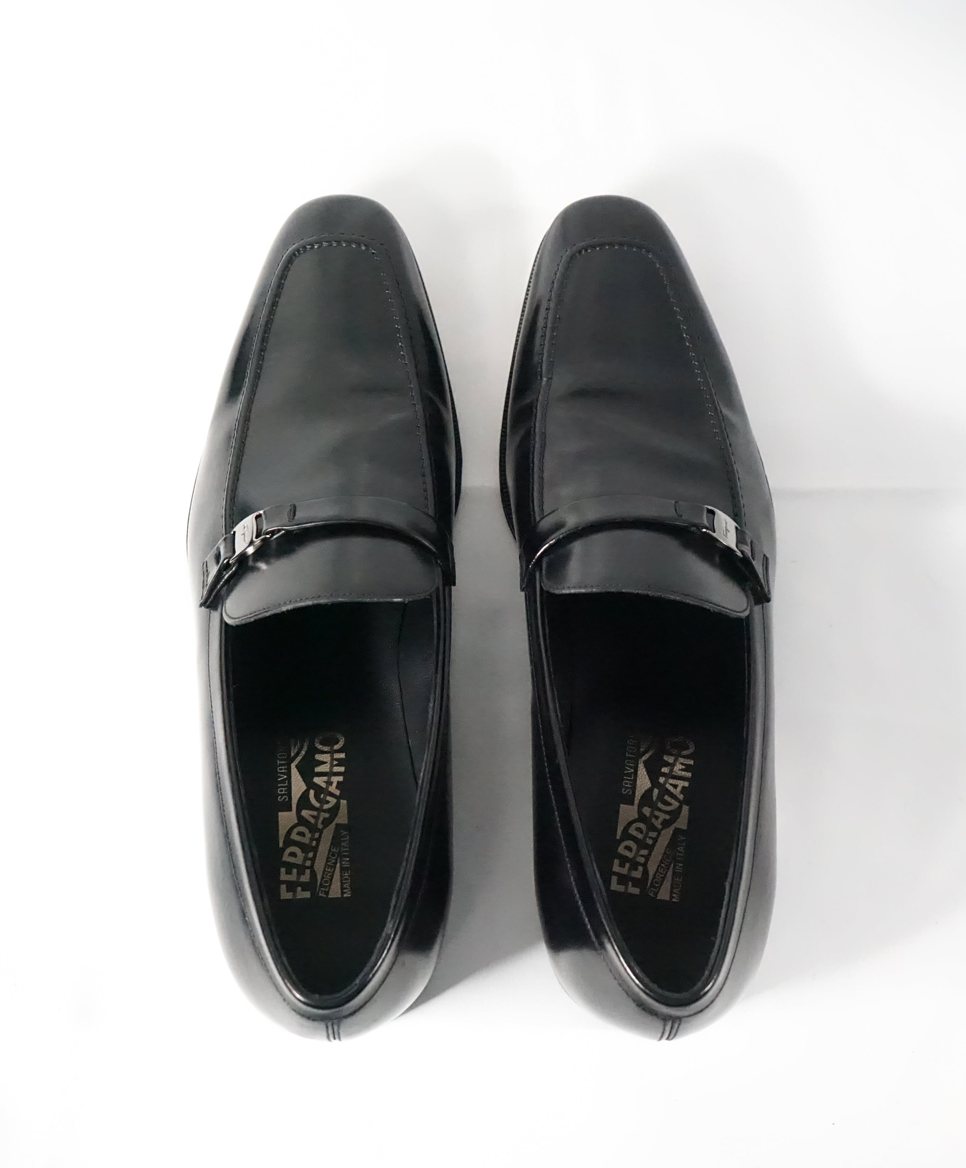 SALVATORE FERRAGAMO - “Destin” Black Slip-On Loafer With Engraved Bit - 12 D