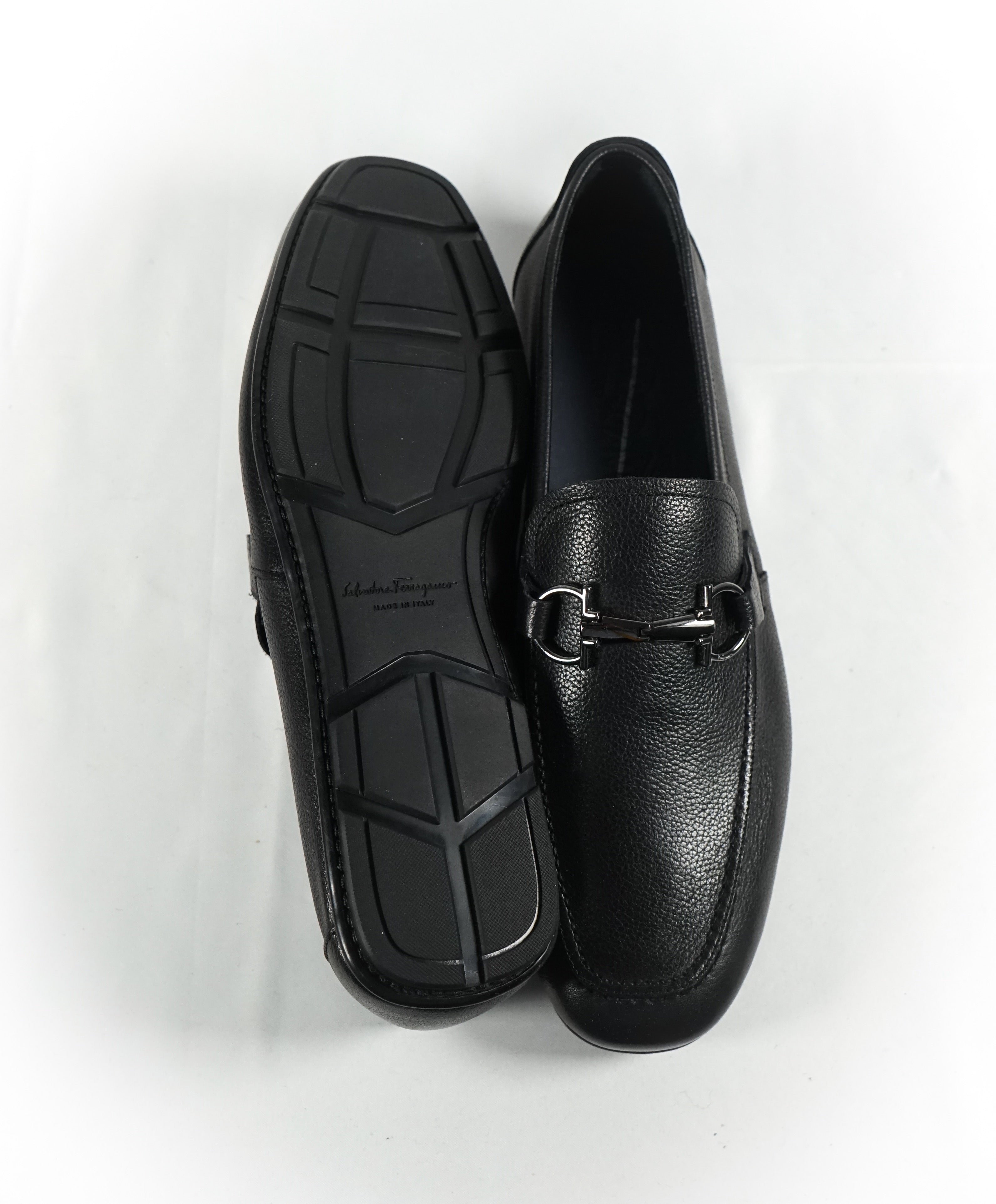 SALVATORE FERRAGAMO - “Nowell” Black Slip-On Gancini Venetian Loafers -7.5 EE