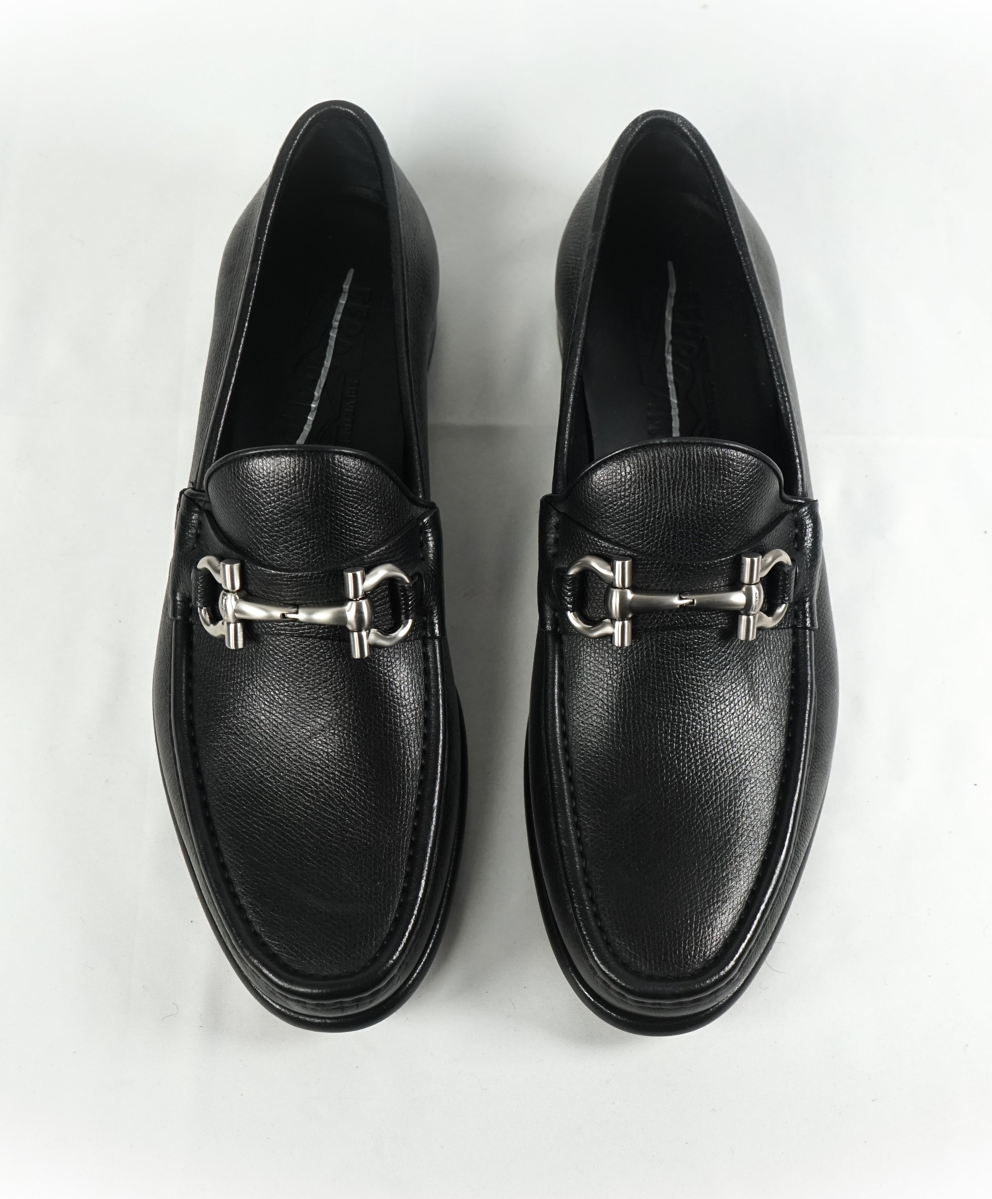 SALVATORE FERRAGAMO - “Mason” Pebbled Leather Logo Bit Loafers - 8.5 EE