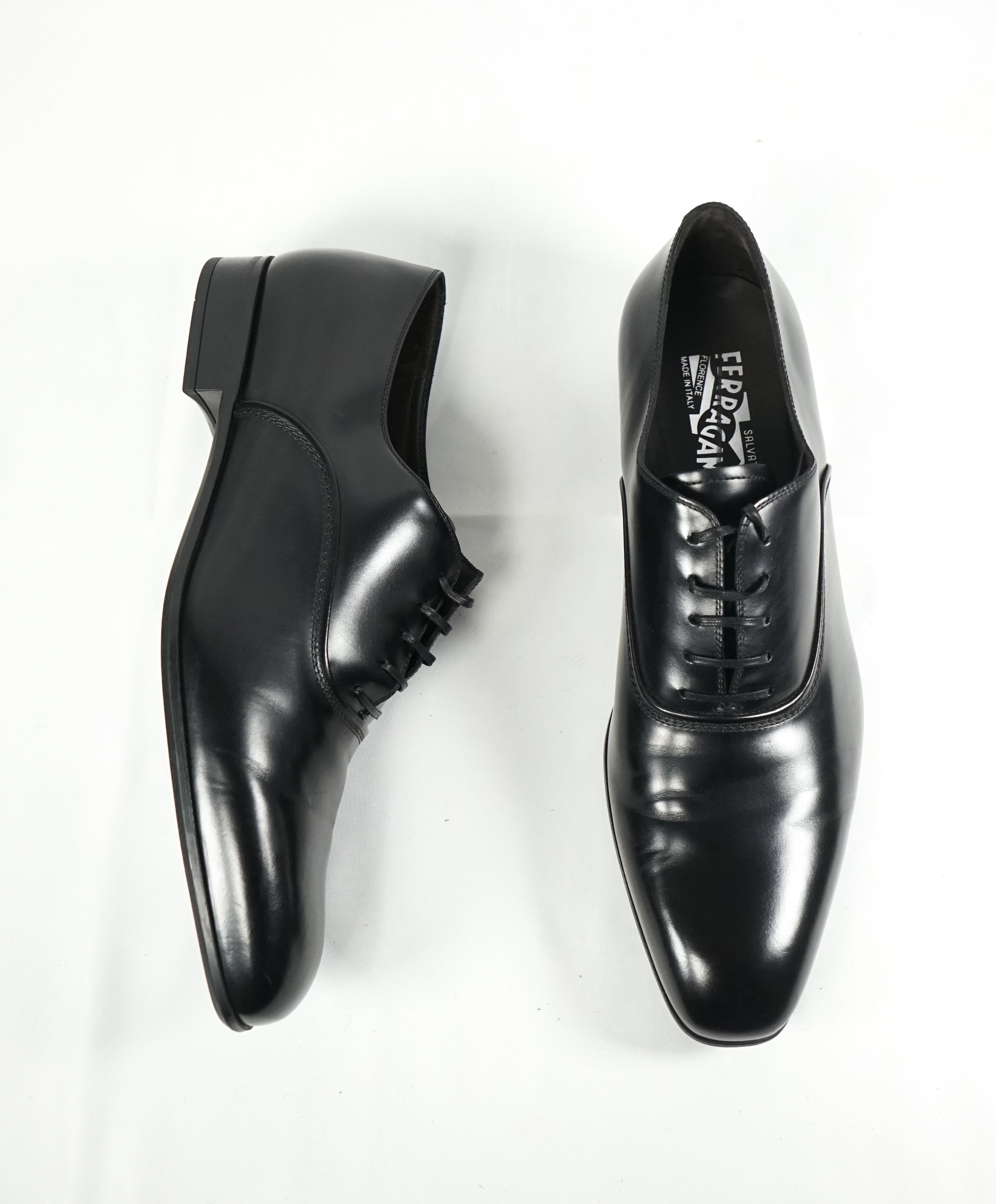 SALVATORE FERRAGAMO - “Dunn” Fedele style Black Oxford W Rubber Sole - 10 EE