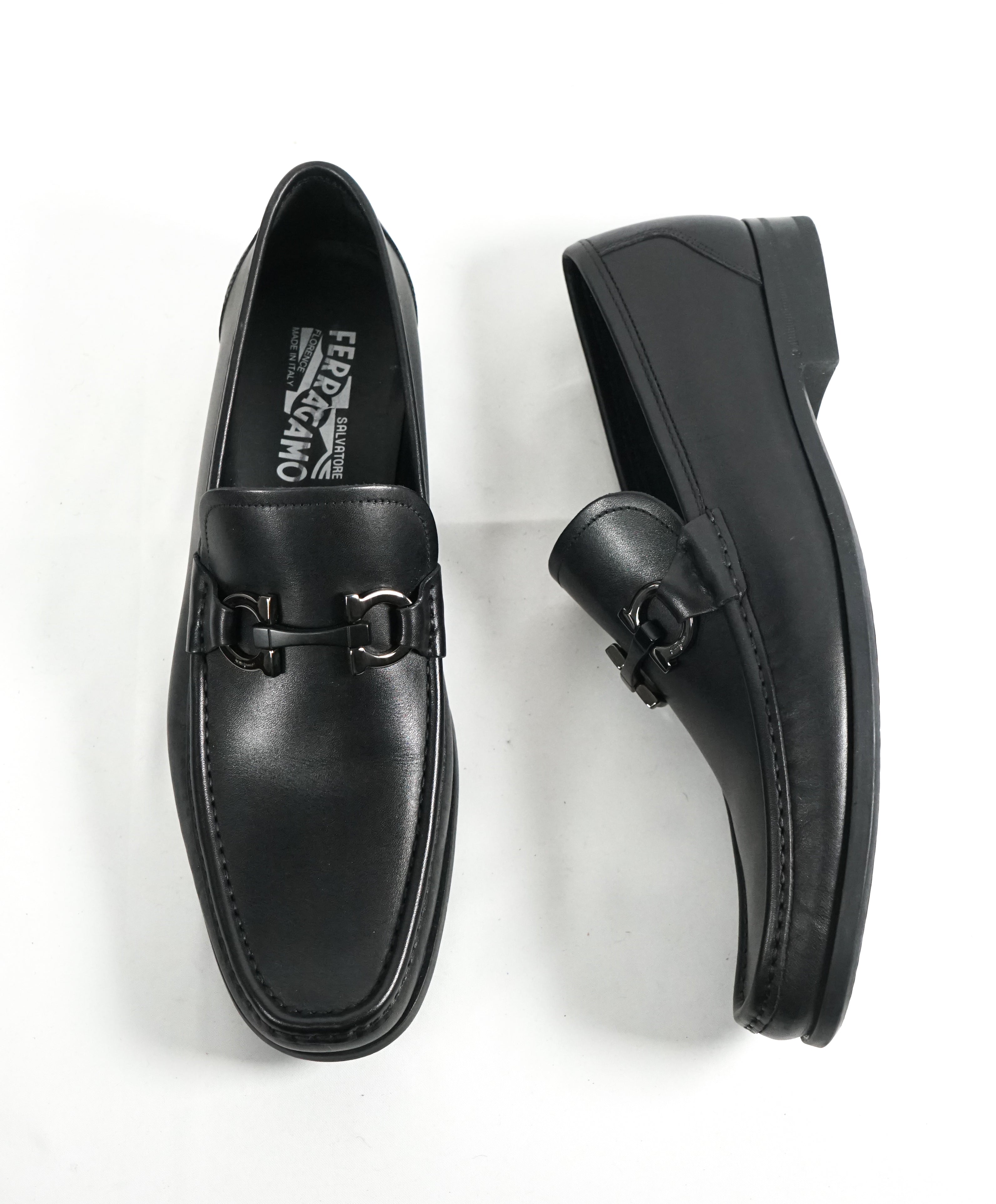 SALVATORE FERRAGAMO - “GRANDIOSO Gancini Bit Loafer Black Leather - 9.5 D