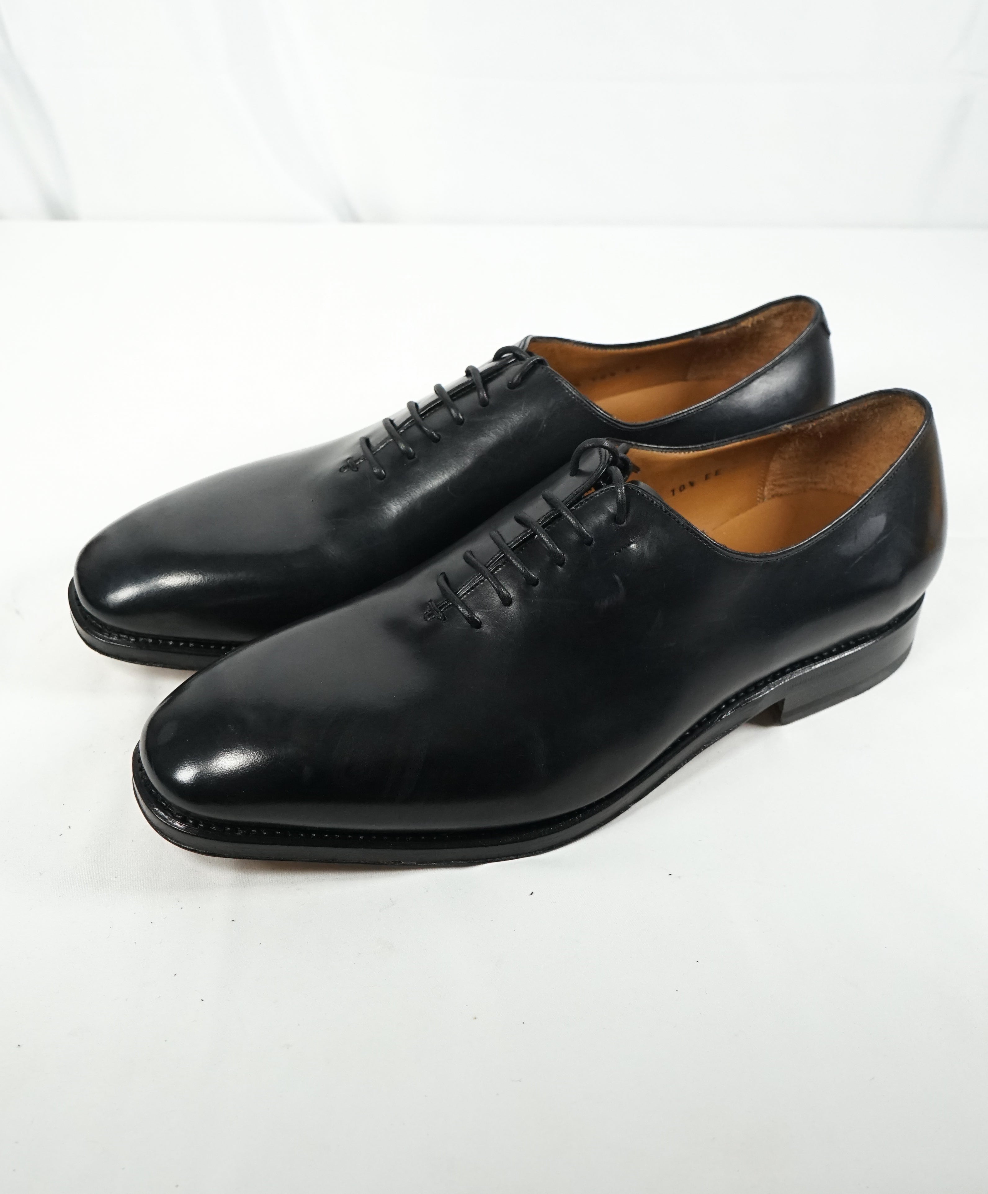 SALVATORE FERRAGAMO - "Carmelo Tramezza" Black Whole-Cut Silhouette Oxfords - 10.5 EE