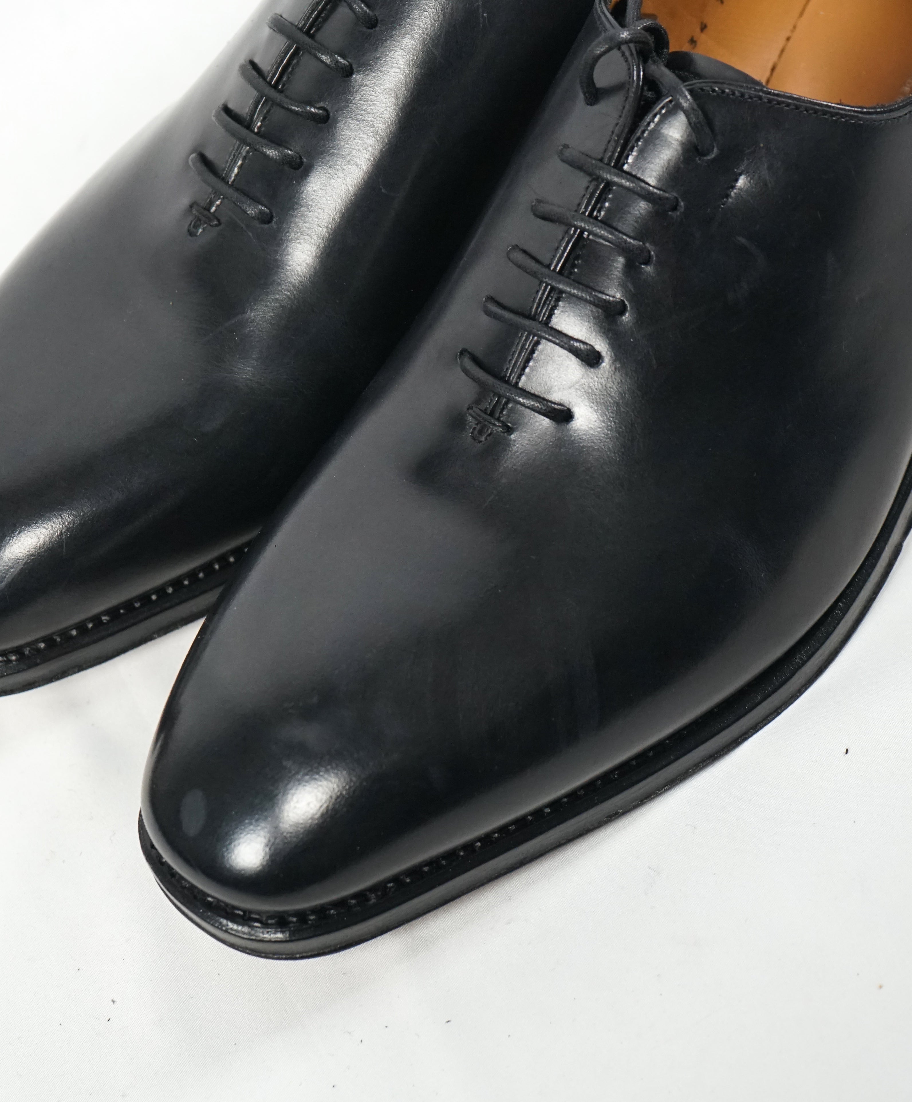 SALVATORE FERRAGAMO - "Carmelo Tramezza" Black Whole-Cut Silhouette Oxfords - 10.5 EE