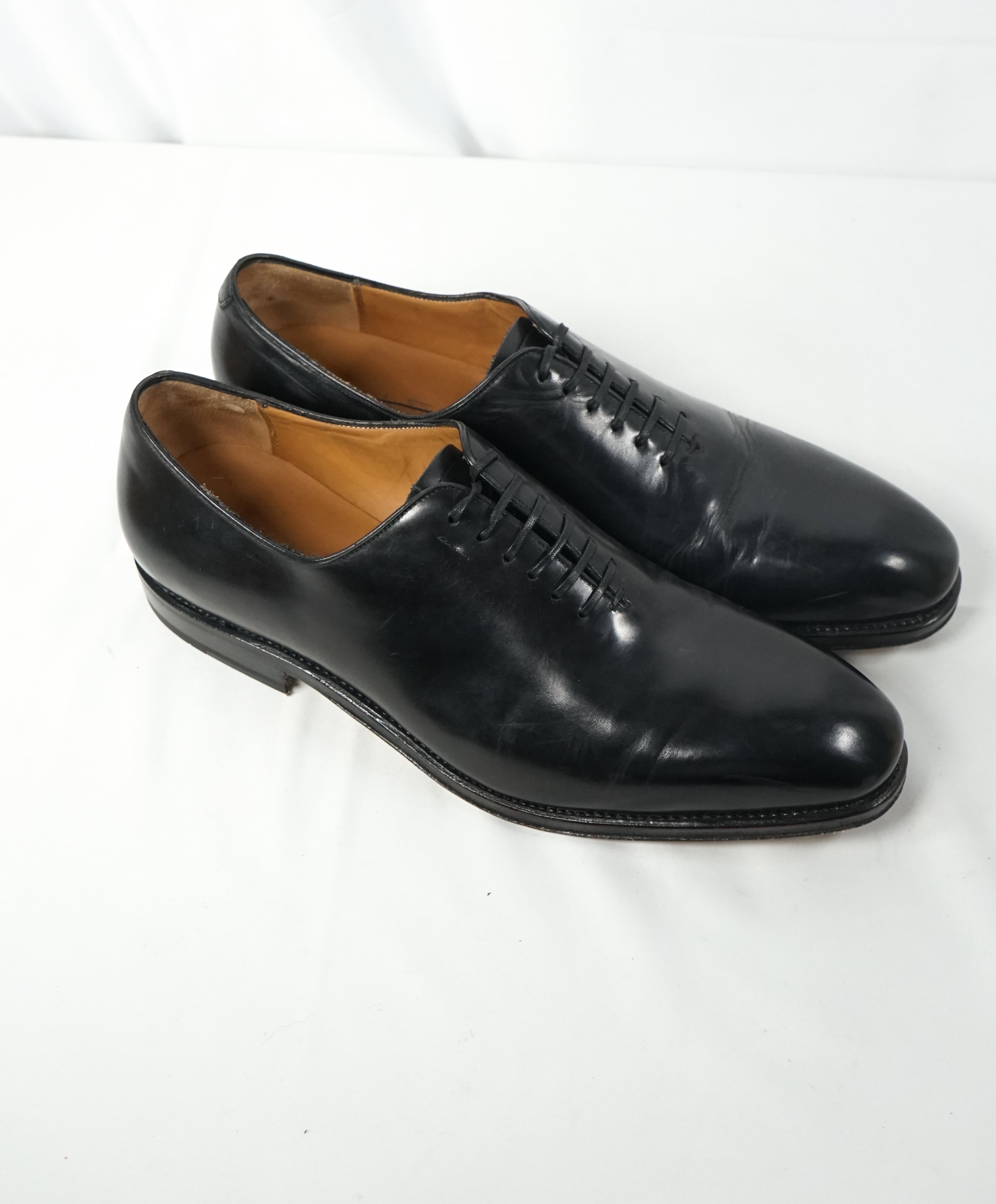 SALVATORE FERRAGAMO - “CARMELO” Whole-Cut Black Oxfords - 9.5 D