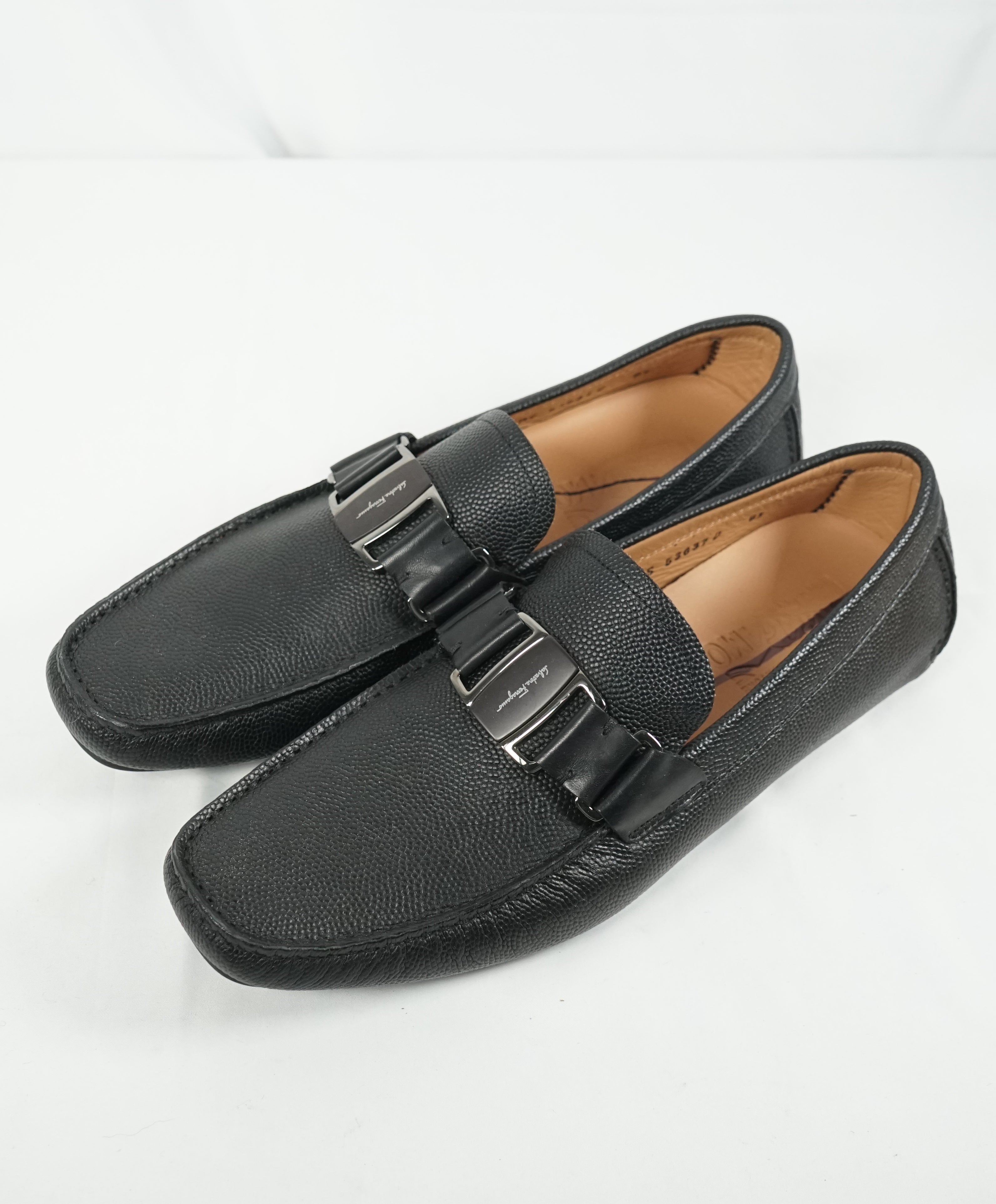 SALVATORE FERRAGAMO - “Sardegna" Black Iconic Pebbled Loafers - 8.5 D