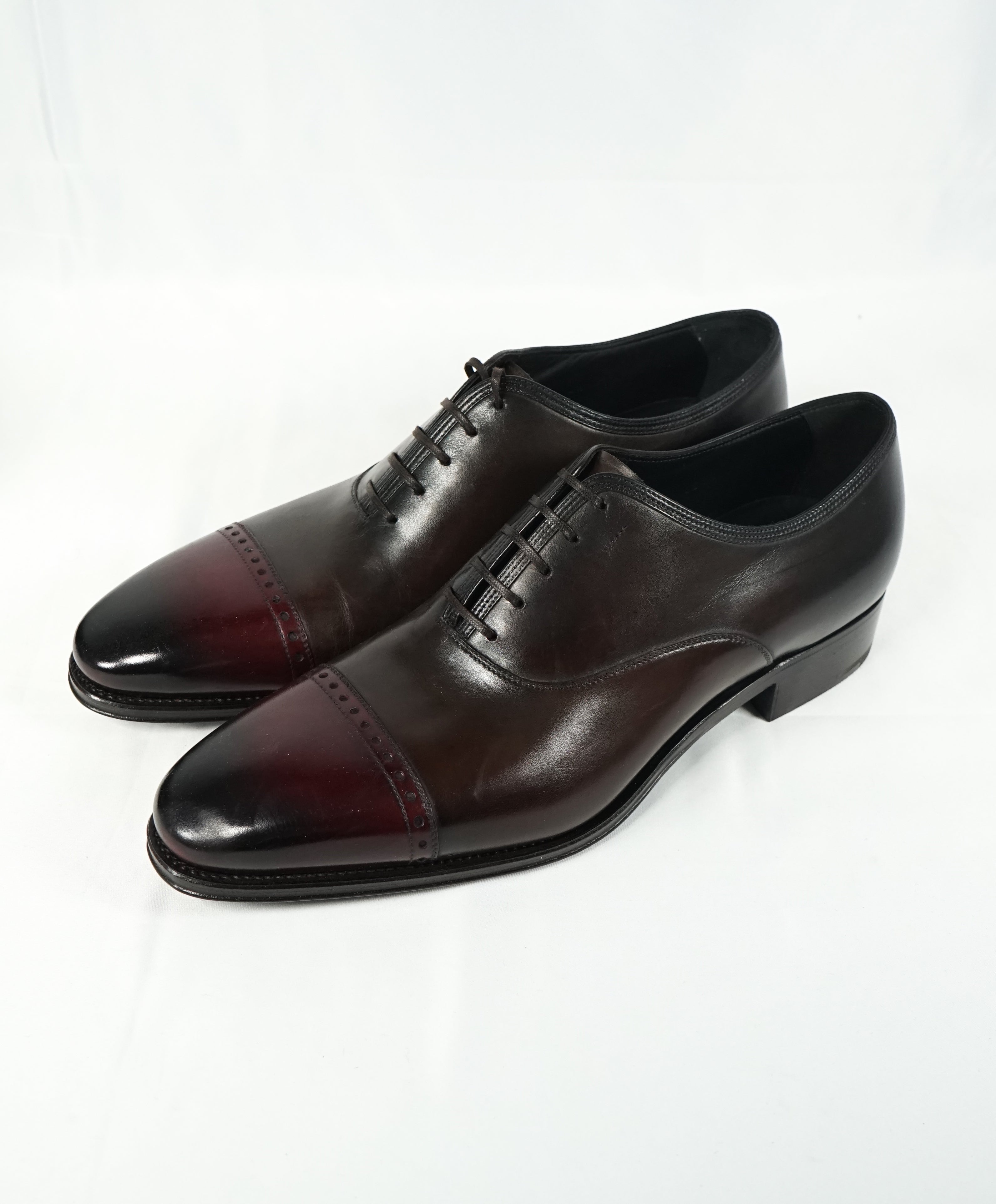 SALVATORE FERRAGAMO - "Limited Edition Tramezza" Burgundy Oxfords - 10.5