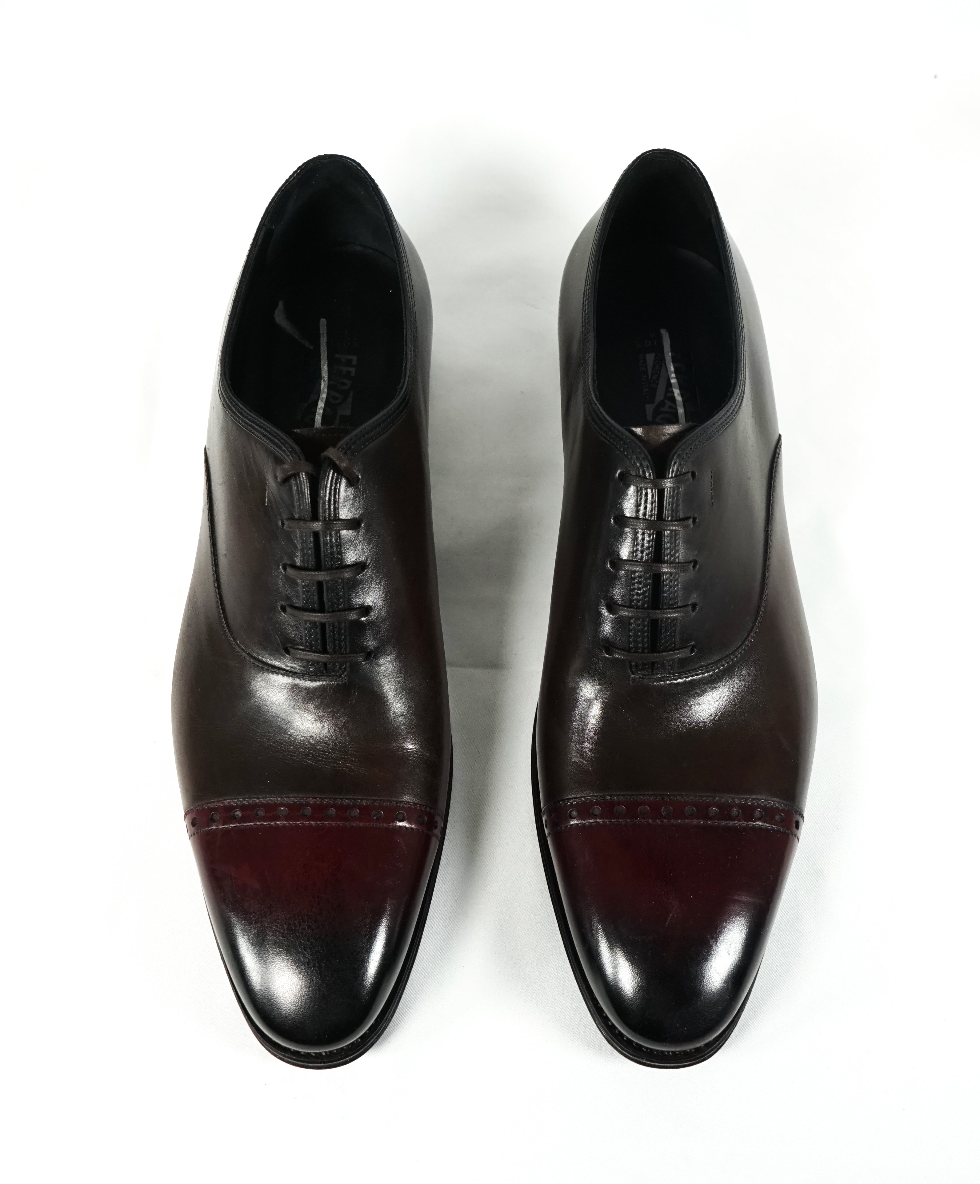 SALVATORE FERRAGAMO - "Limited Edition Tramezza" Burgundy Oxfords - 10.5