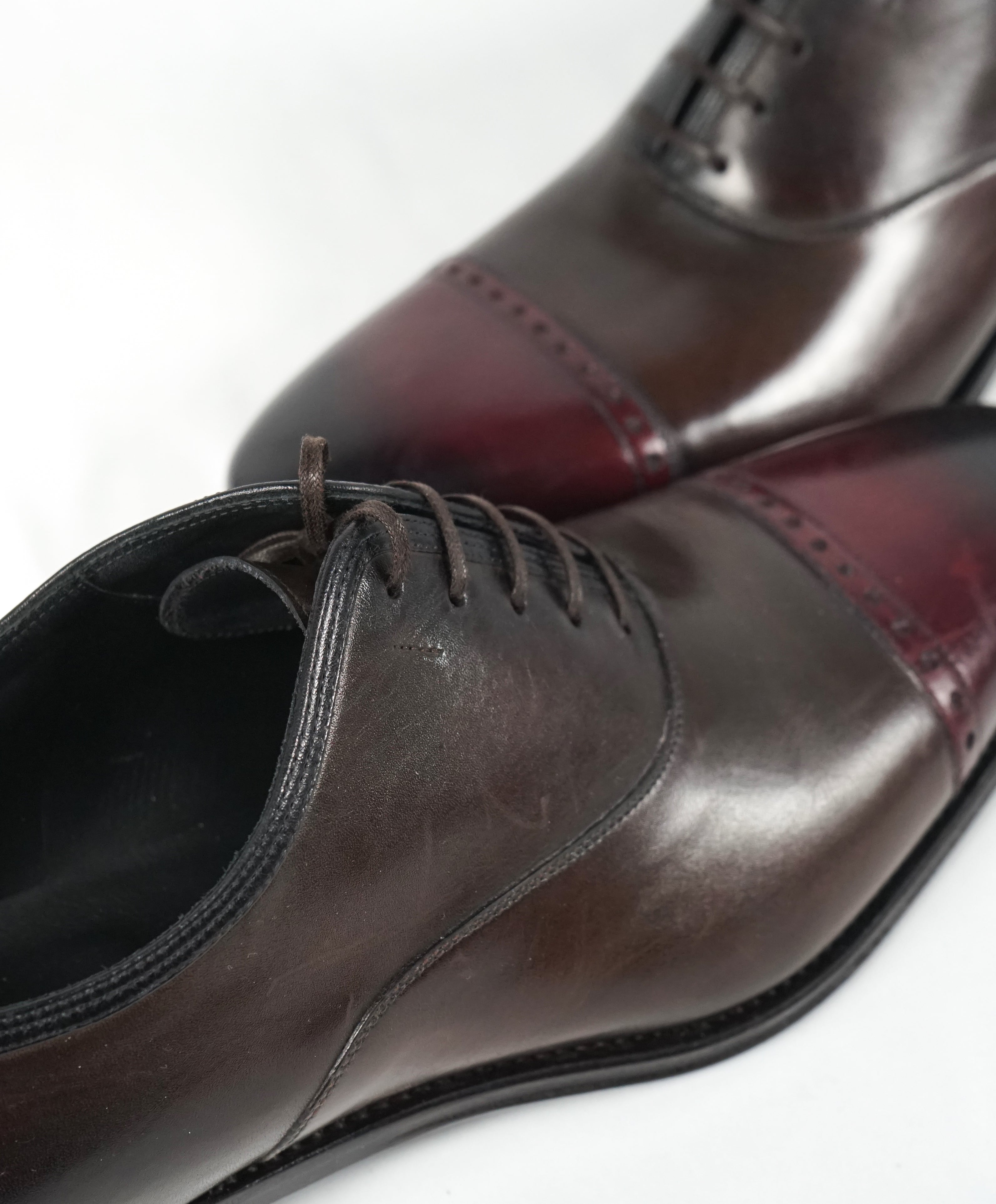 SALVATORE FERRAGAMO - "Limited Edition Tramezza" Burgundy Oxfords - 10.5