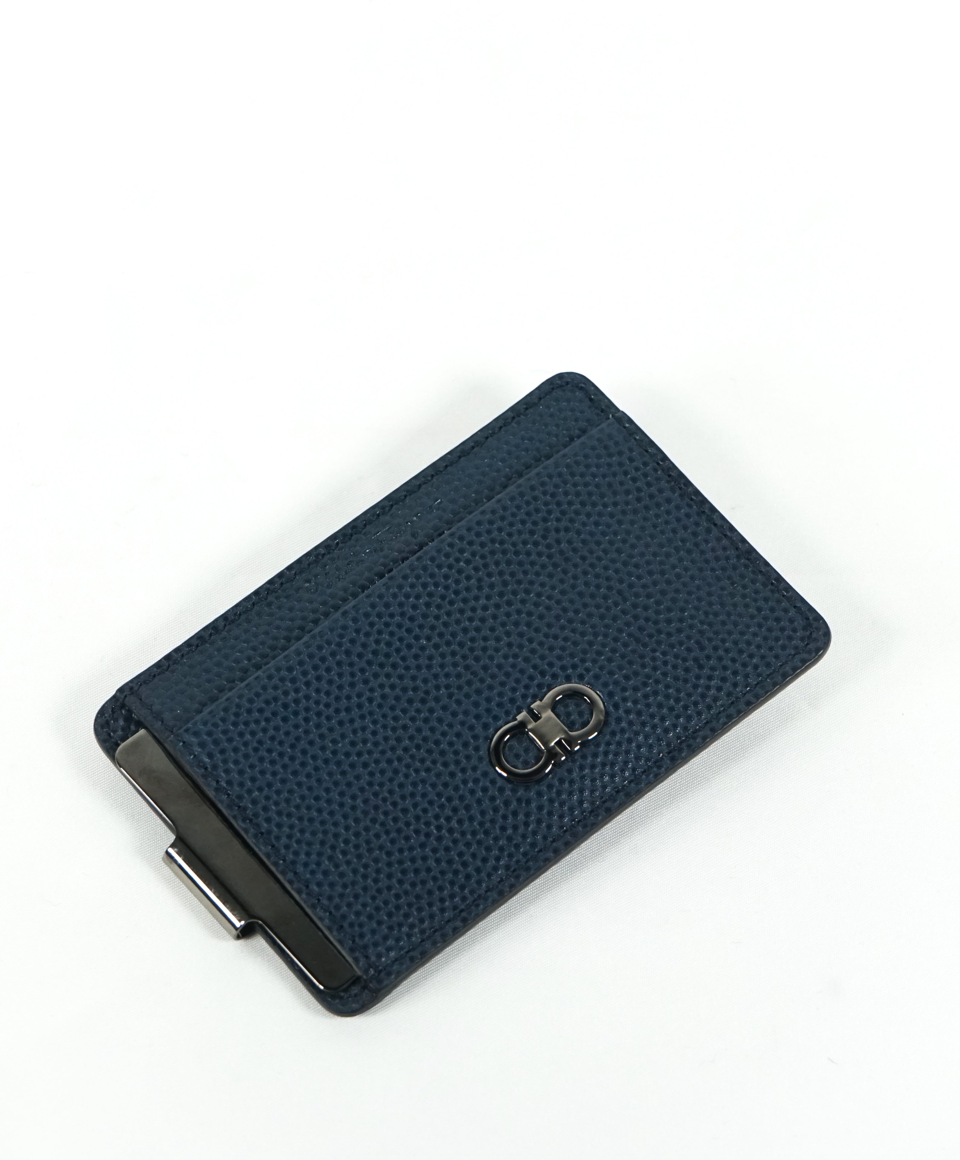 SALVATORE FERRAGAMO - Blue Money Clip Card Holder Wallet - N/A