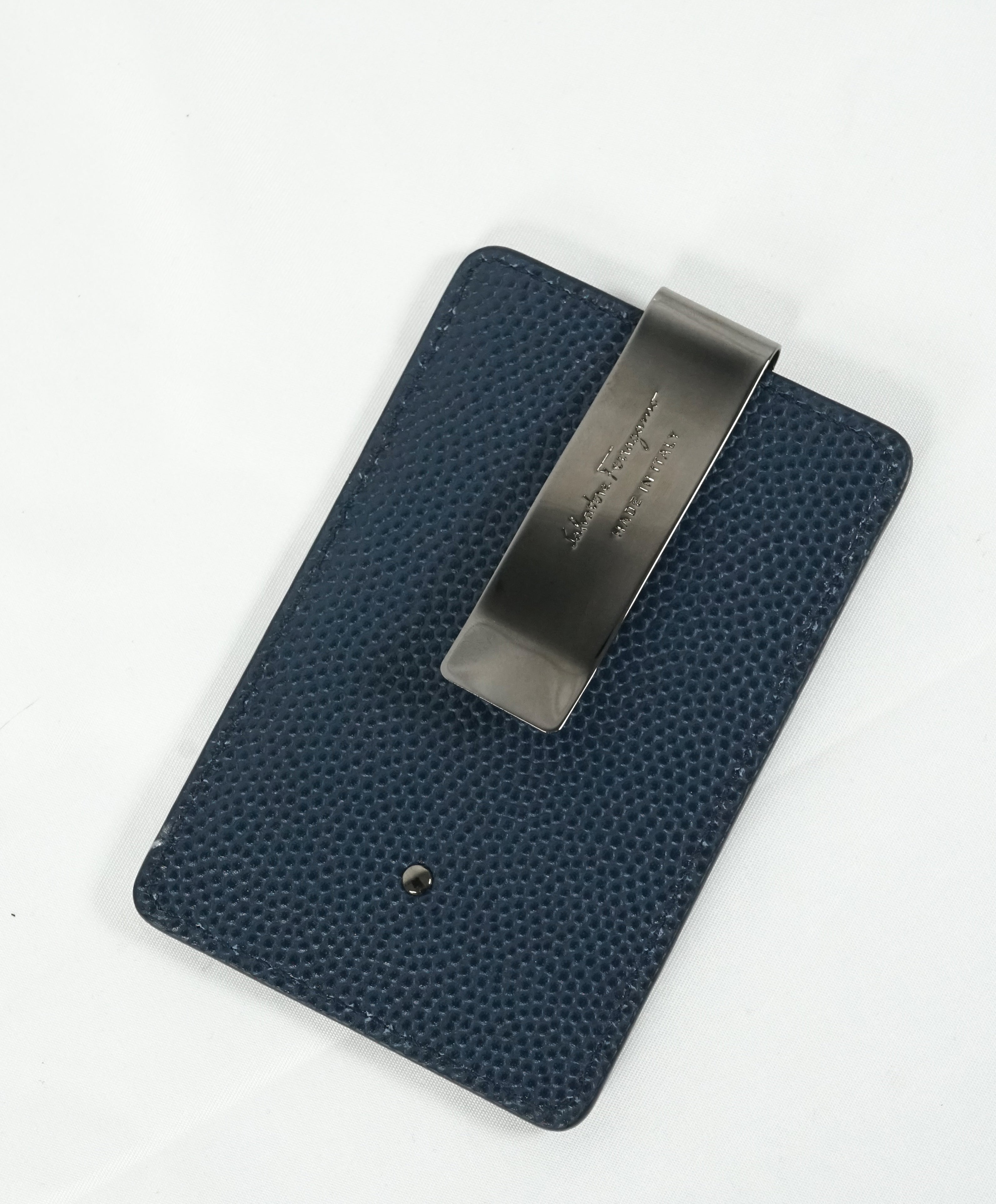 SALVATORE FERRAGAMO - Blue Money Clip Card Holder Wallet - N/A