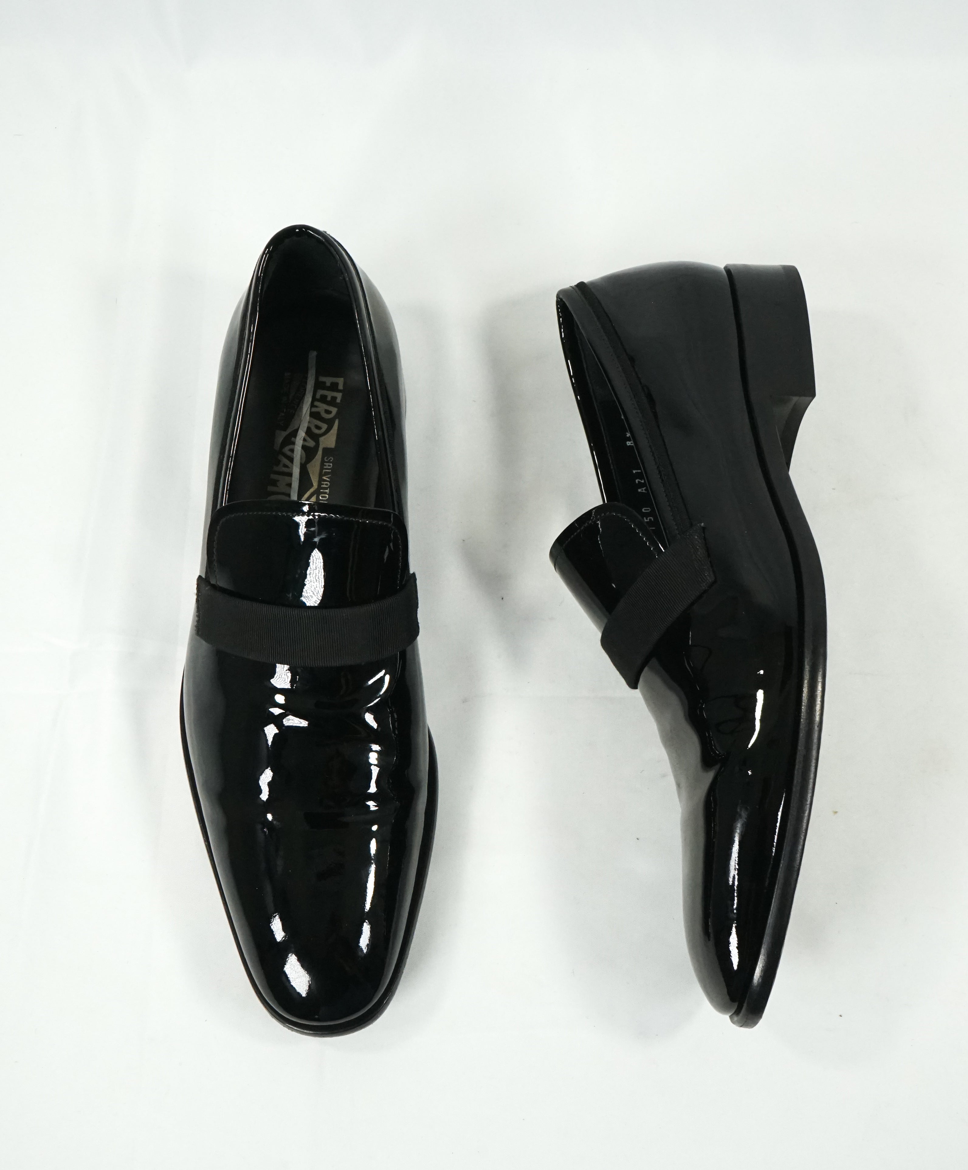 SALVATORE FERRAGAMO - "Antoane" Black Patent Leather Tipped Loafer - 8.5