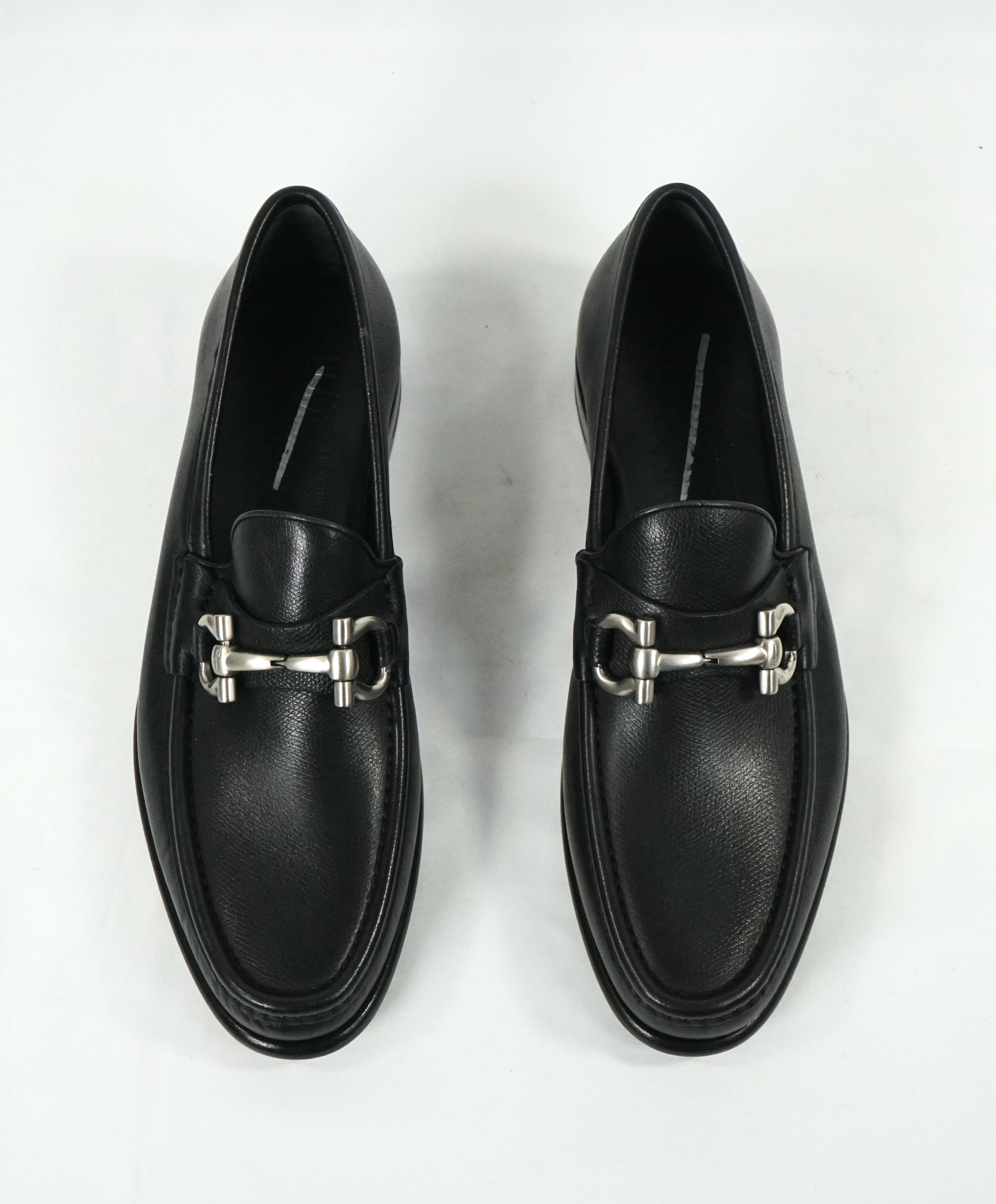 SALVATORE FERRAGAMO - “Mason” Pebbled Leather Logo Bit Loafers - 7 D