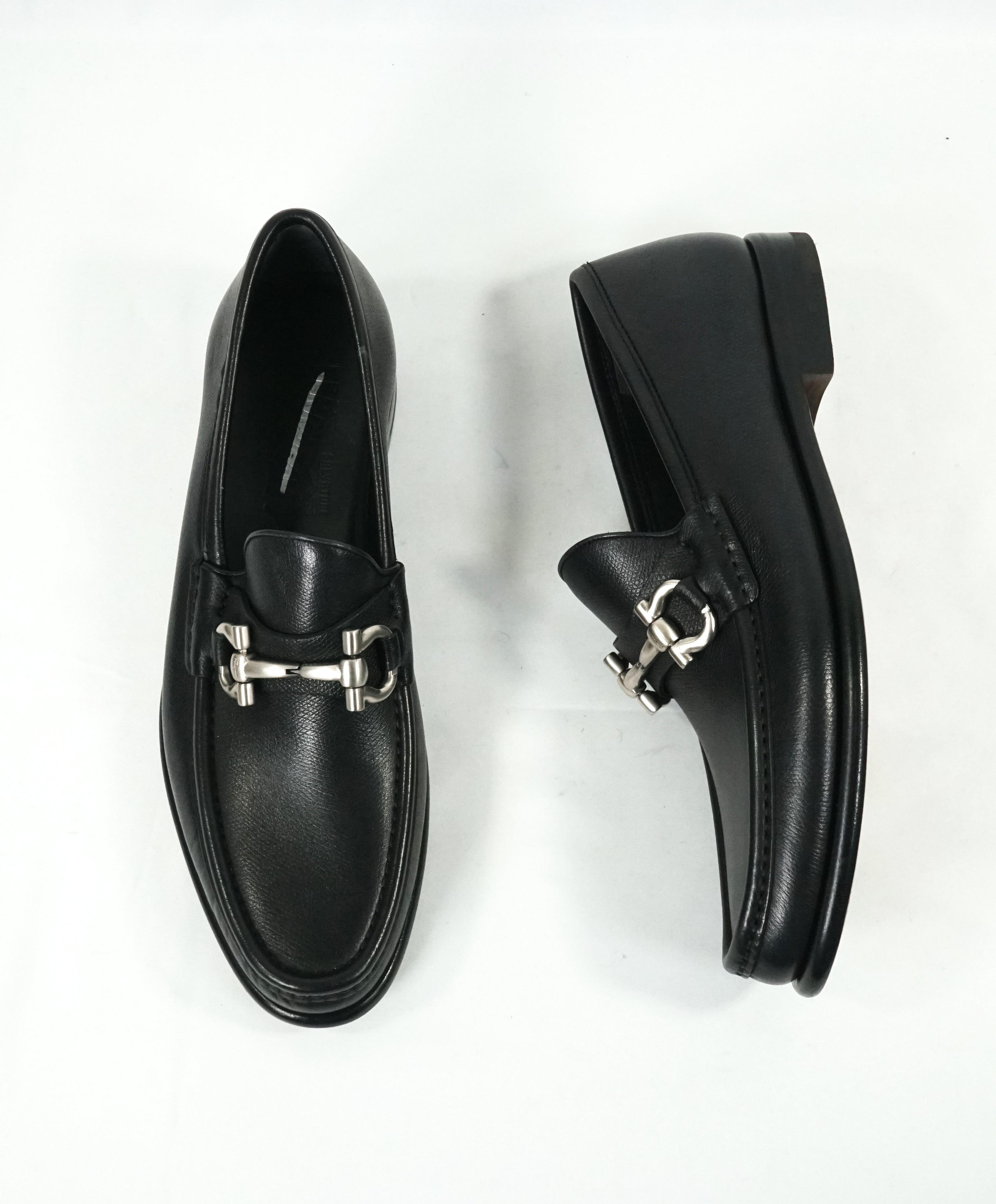 SALVATORE FERRAGAMO - “Mason” Pebbled Leather Logo Bit Loafers - 7 D