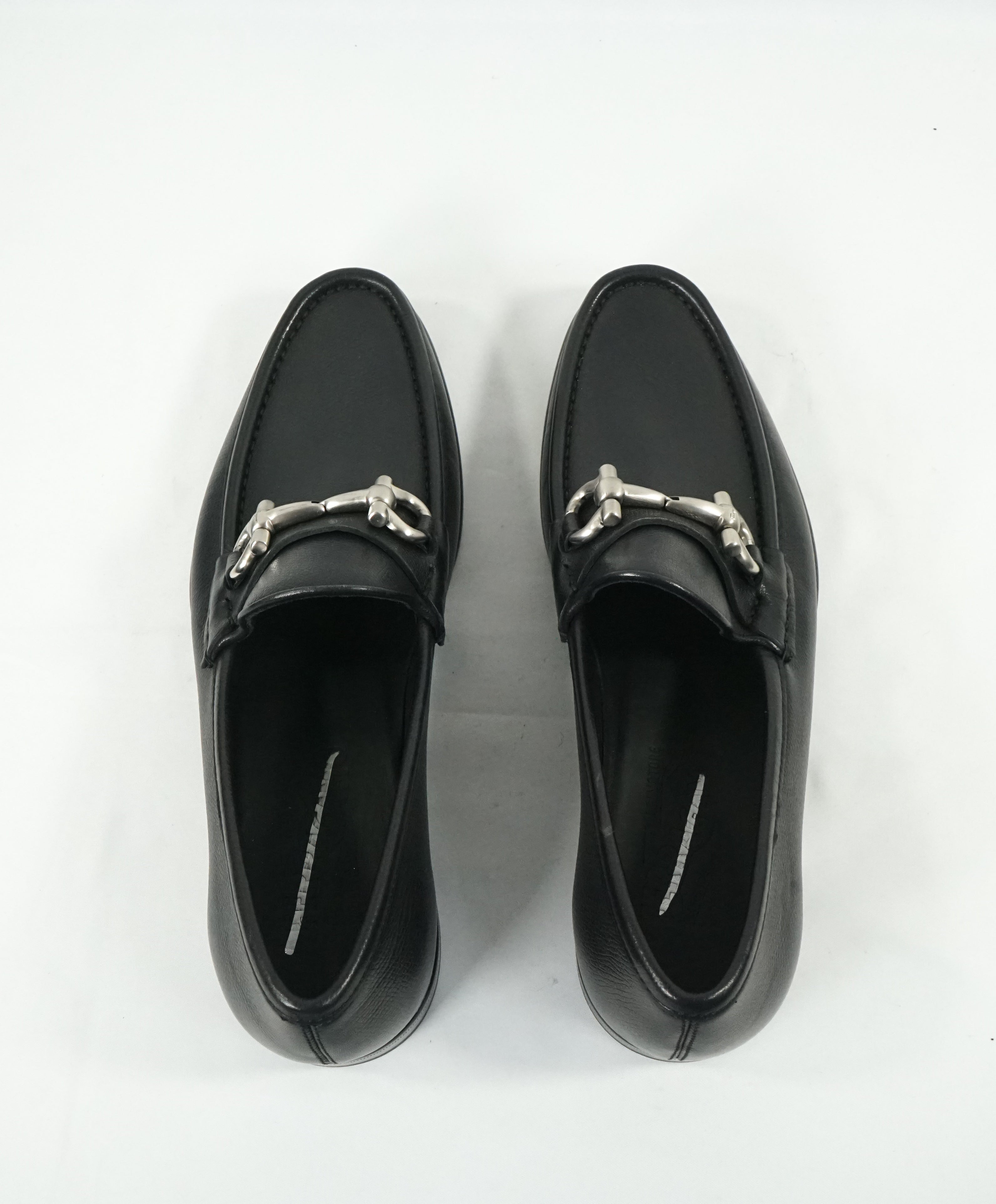 SALVATORE FERRAGAMO - “Mason” Pebbled Leather Logo Bit Loafers - 7 D