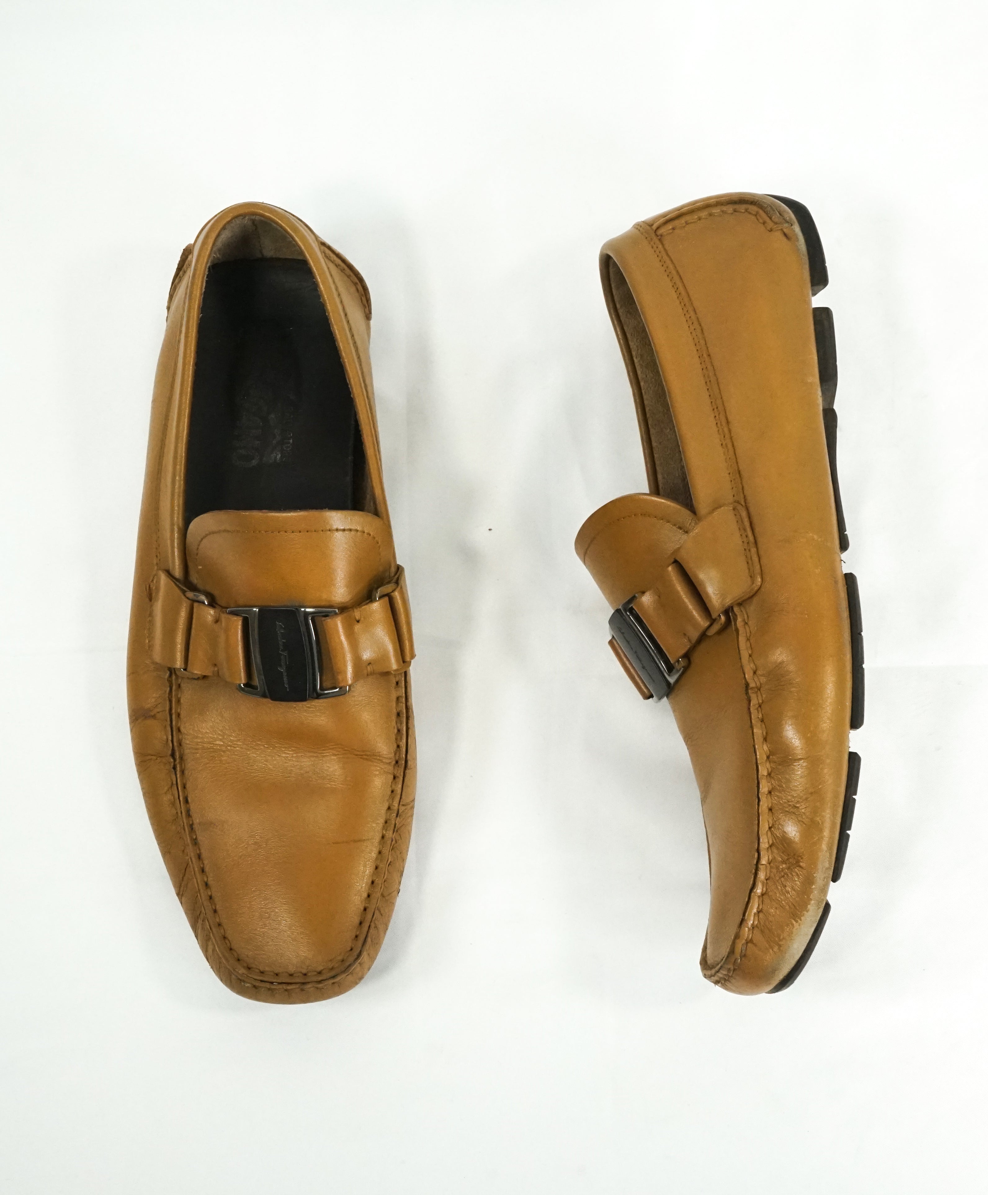 SALVATORE FERRAGAMO - “Sardegna” Cognac Brown Leather Loafers - 8.5 D