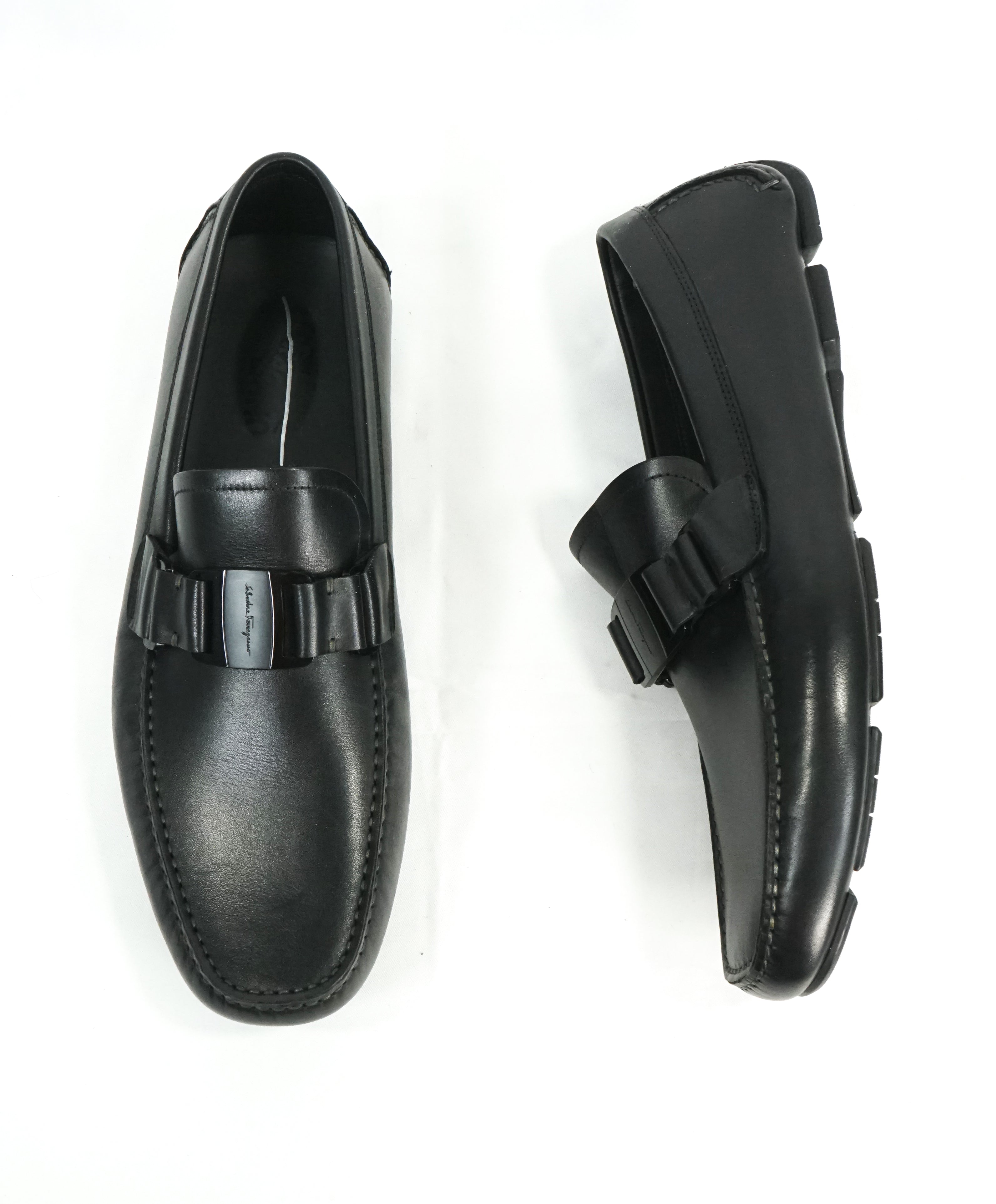 SALVATORE FERRAGAMO - “Sardegna" Black On Black Iconic Loafers - L11 R11.5