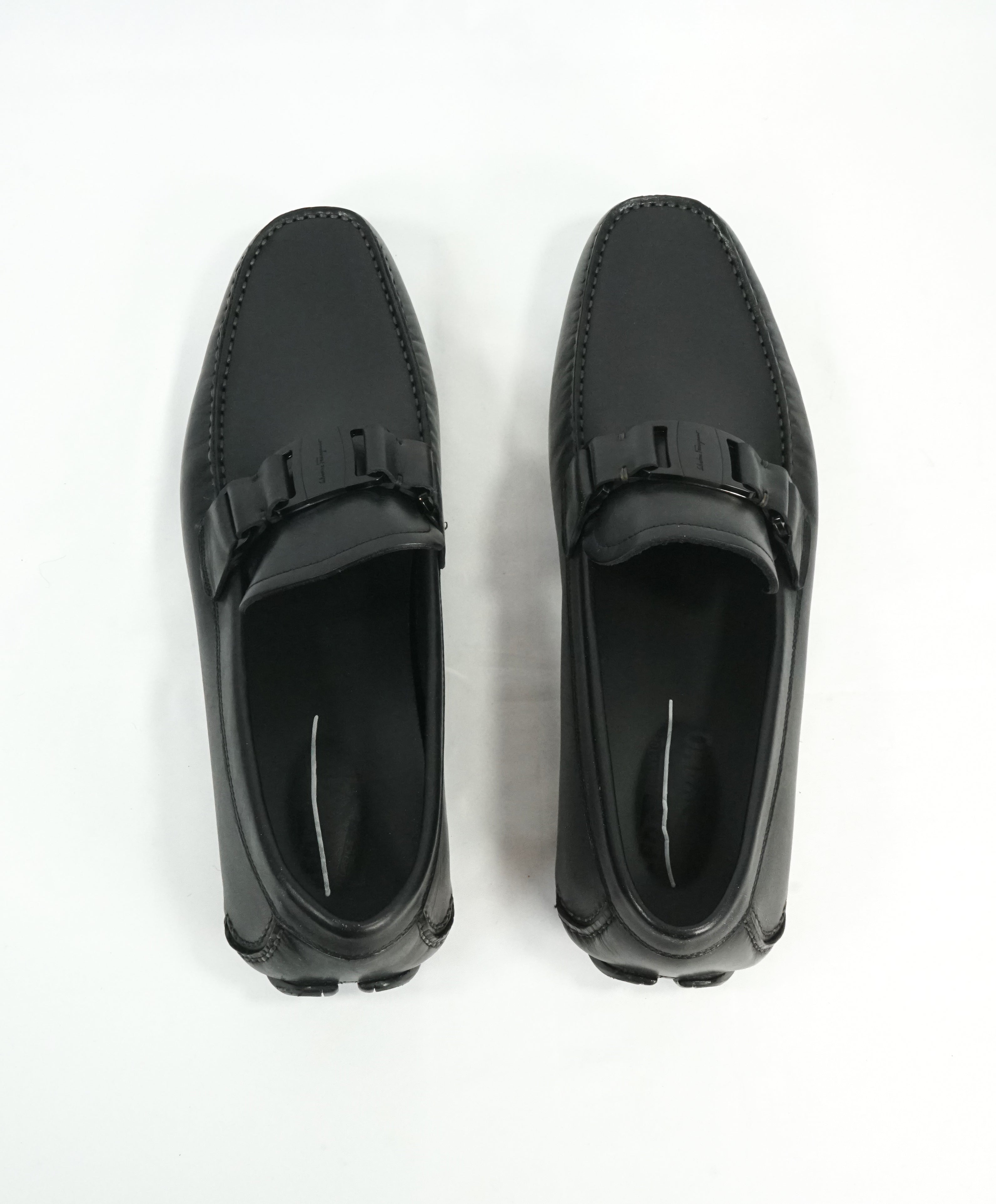 SALVATORE FERRAGAMO - “Sardegna" Black On Black Iconic Loafers - L11 R11.5