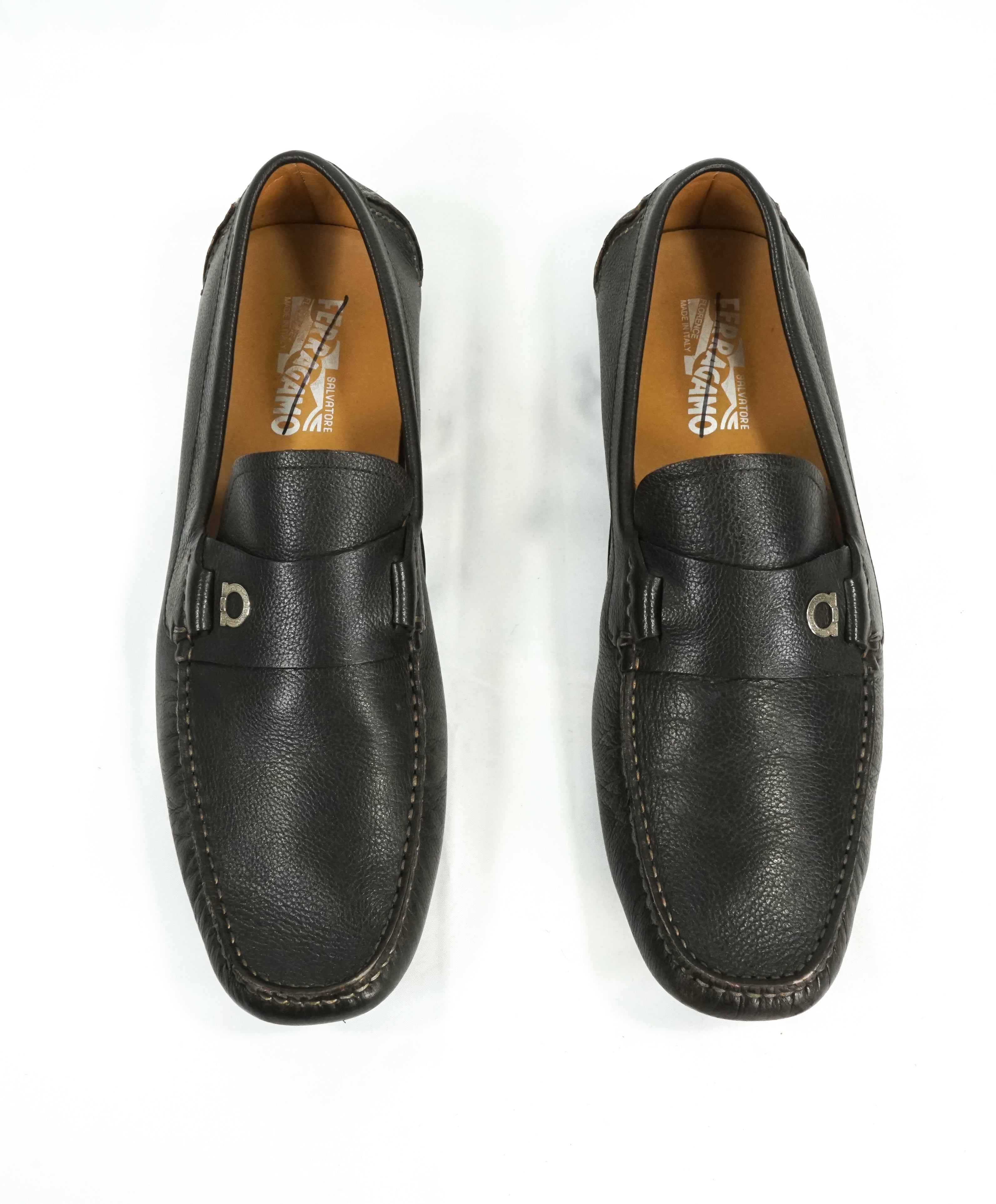 SALVATORE FERRAGAMO - Brown Leather Side Gancio Bit Loafer - 11.5 D