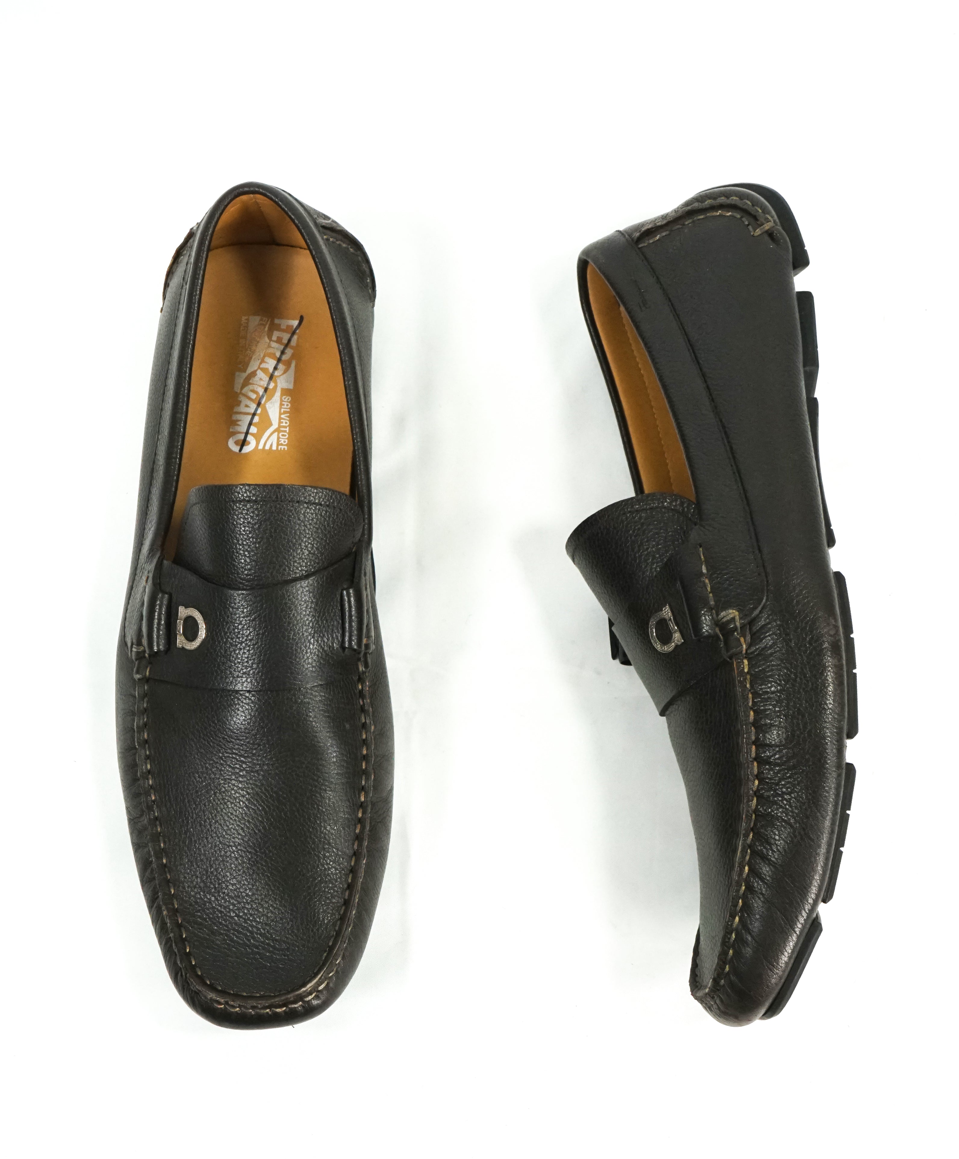 SALVATORE FERRAGAMO - Brown Leather Side Gancio Bit Loafer - 11.5 D